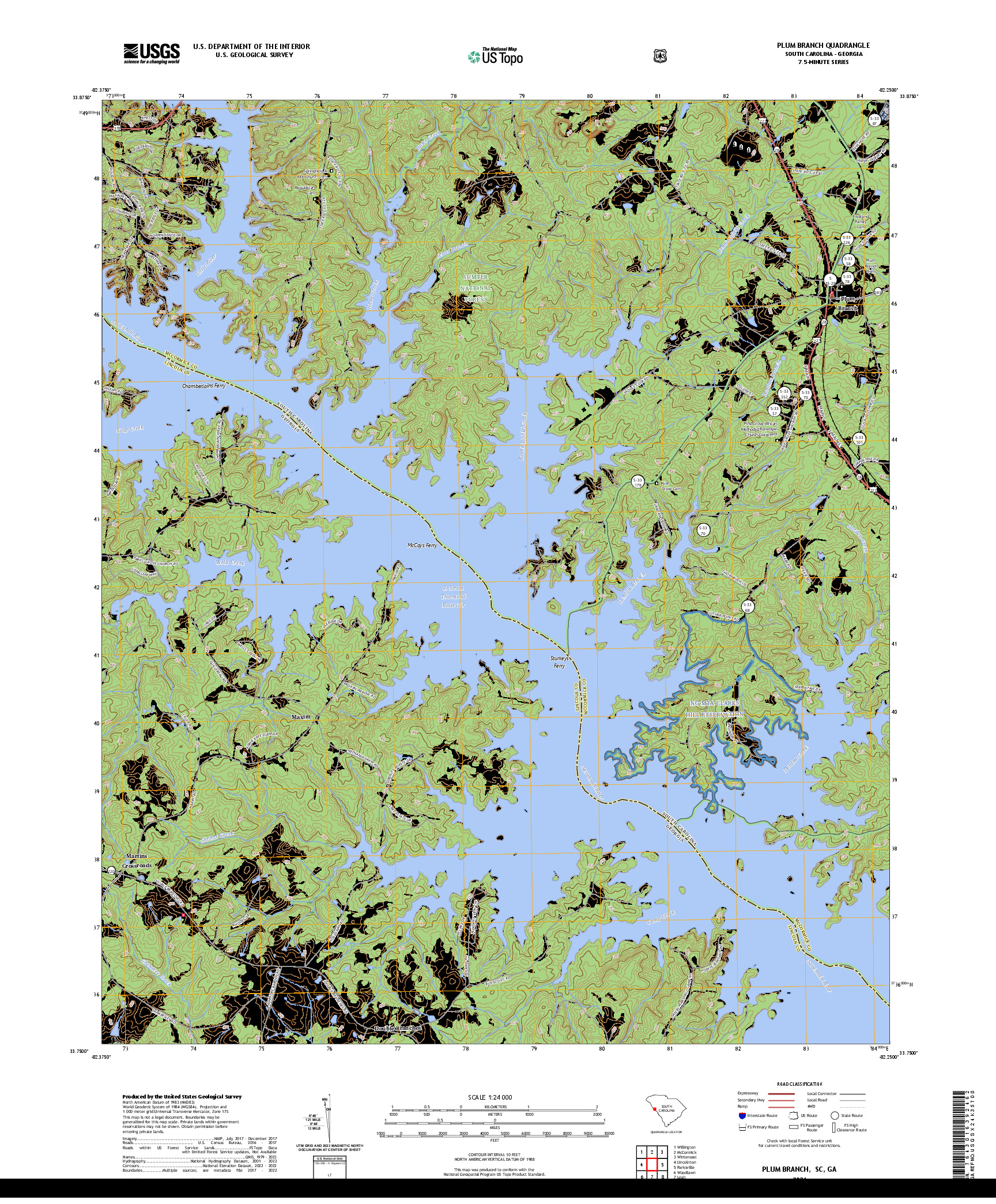 US TOPO 7.5-MINUTE MAP FOR PLUM BRANCH, SC,GA