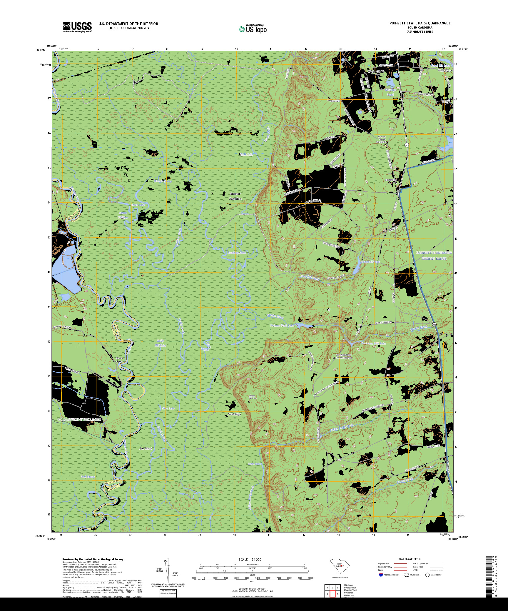 US TOPO 7.5-MINUTE MAP FOR POINSETT STATE PARK, SC
