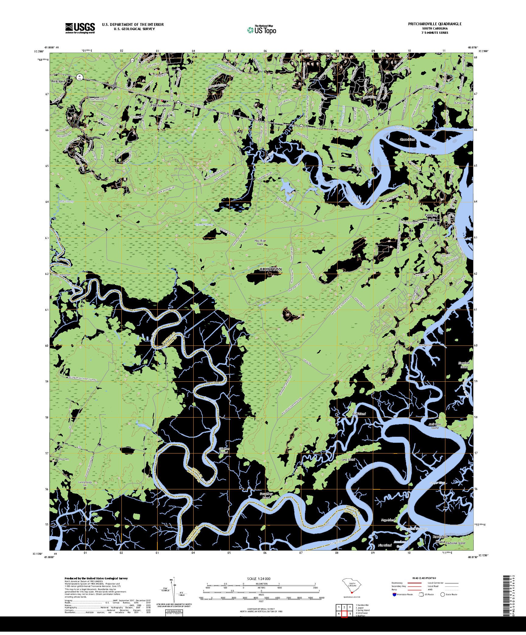US TOPO 7.5-MINUTE MAP FOR PRITCHARDVILLE, SC