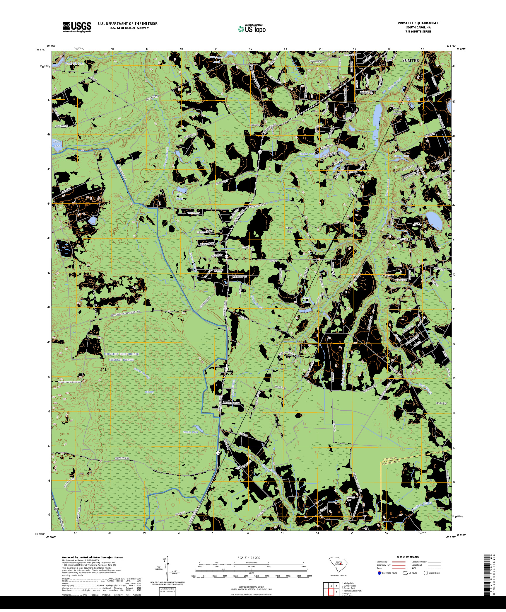 US TOPO 7.5-MINUTE MAP FOR PRIVATEER, SC