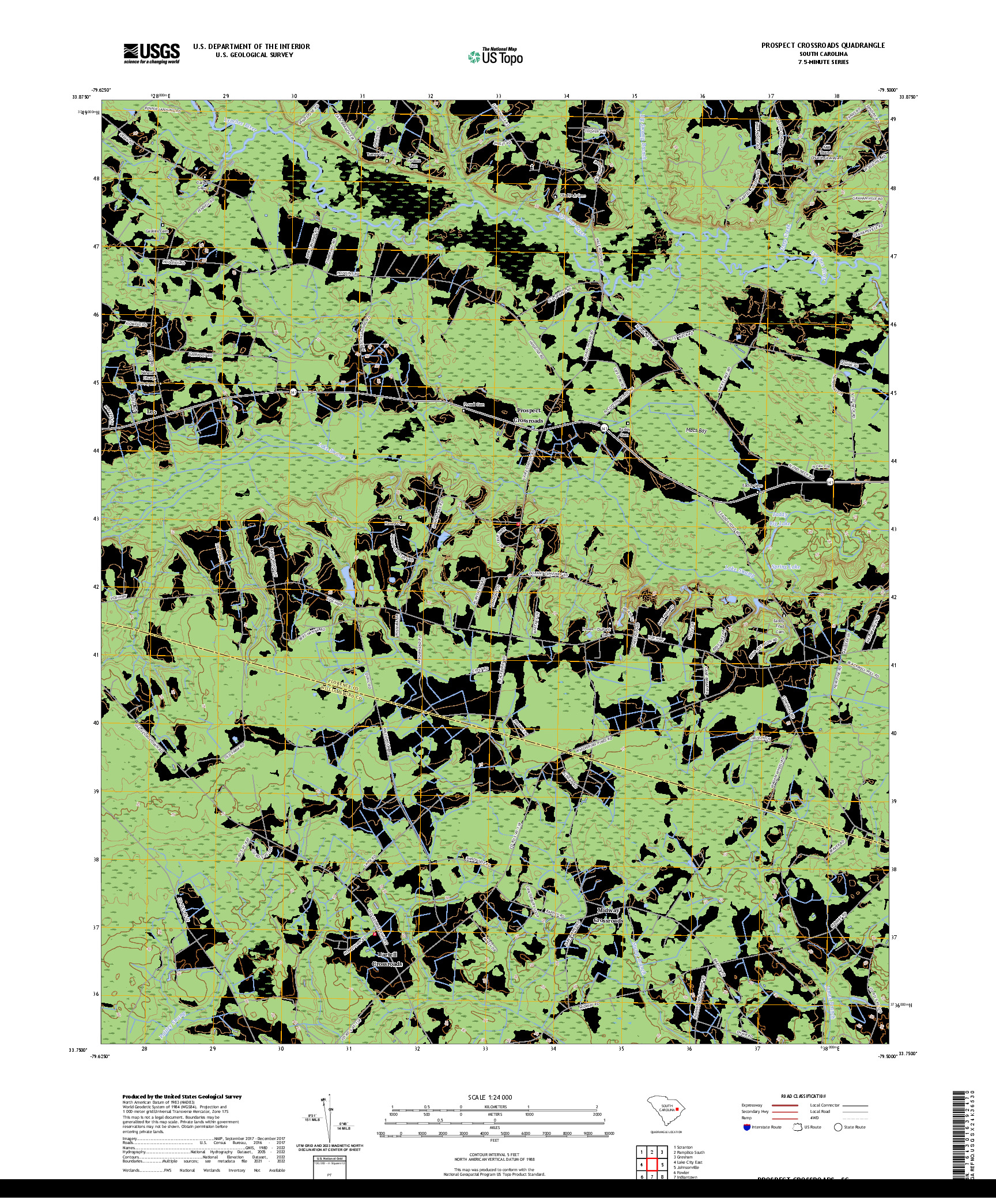 US TOPO 7.5-MINUTE MAP FOR PROSPECT CROSSROADS, SC