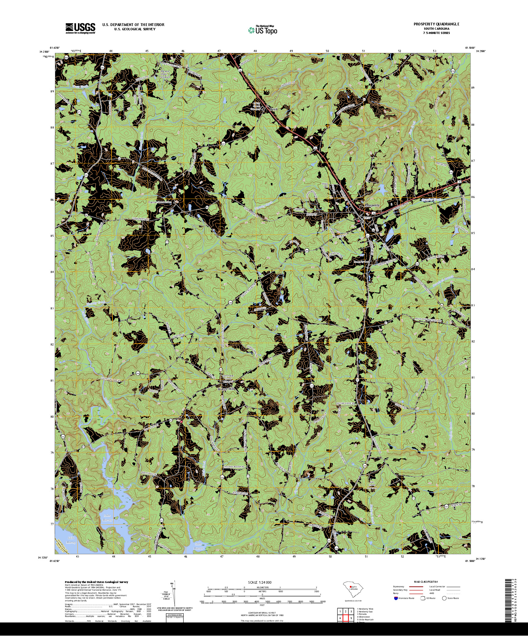 US TOPO 7.5-MINUTE MAP FOR PROSPERITY, SC