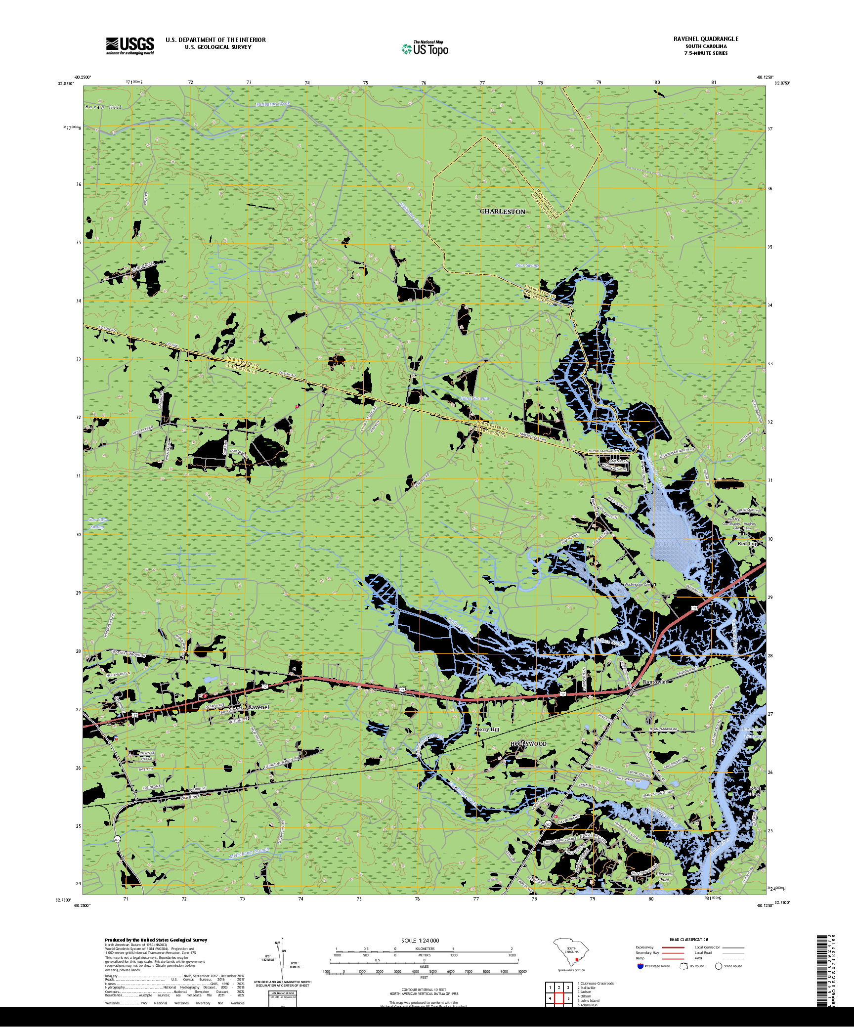 US TOPO 7.5-MINUTE MAP FOR RAVENEL, SC