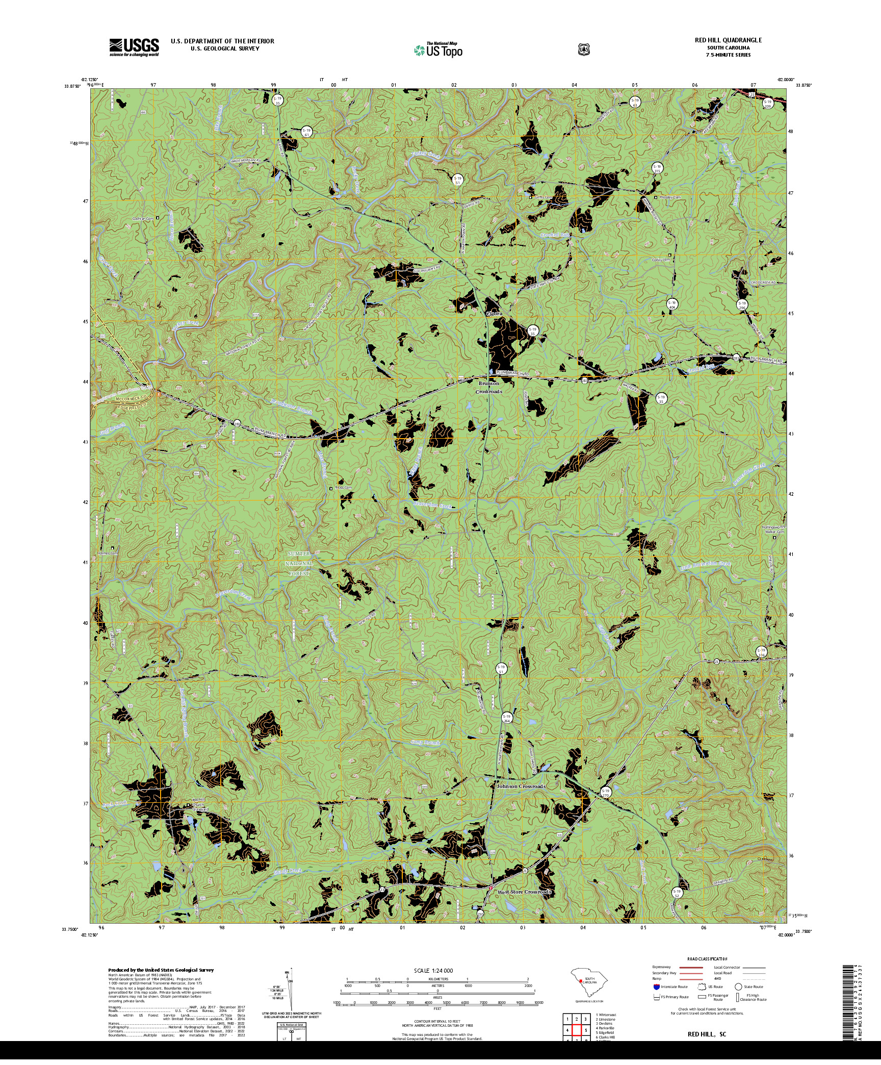 US TOPO 7.5-MINUTE MAP FOR RED HILL, SC