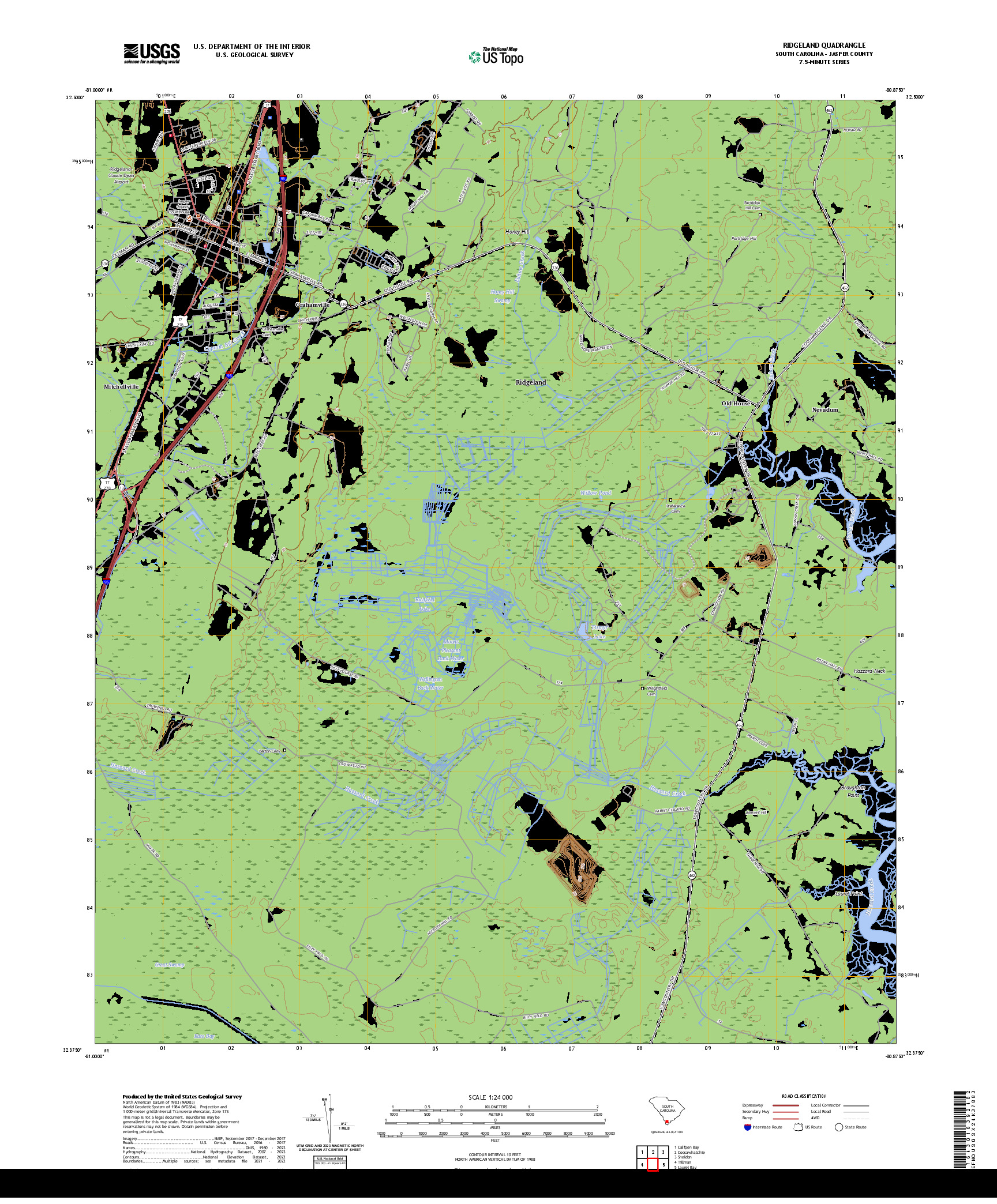 US TOPO 7.5-MINUTE MAP FOR RIDGELAND, SC