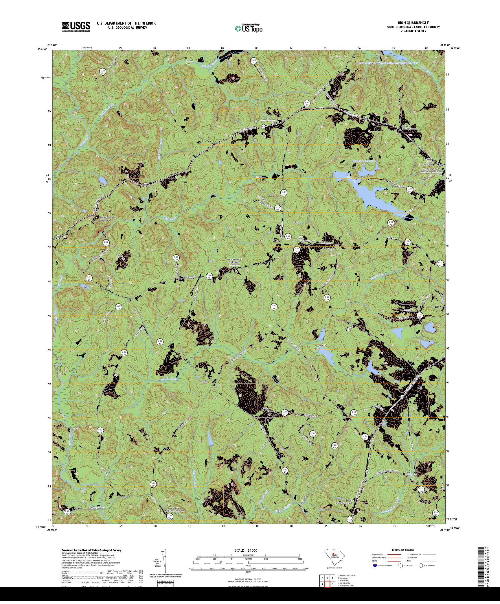 US TOPO 7.5-MINUTE MAP FOR RION, SC