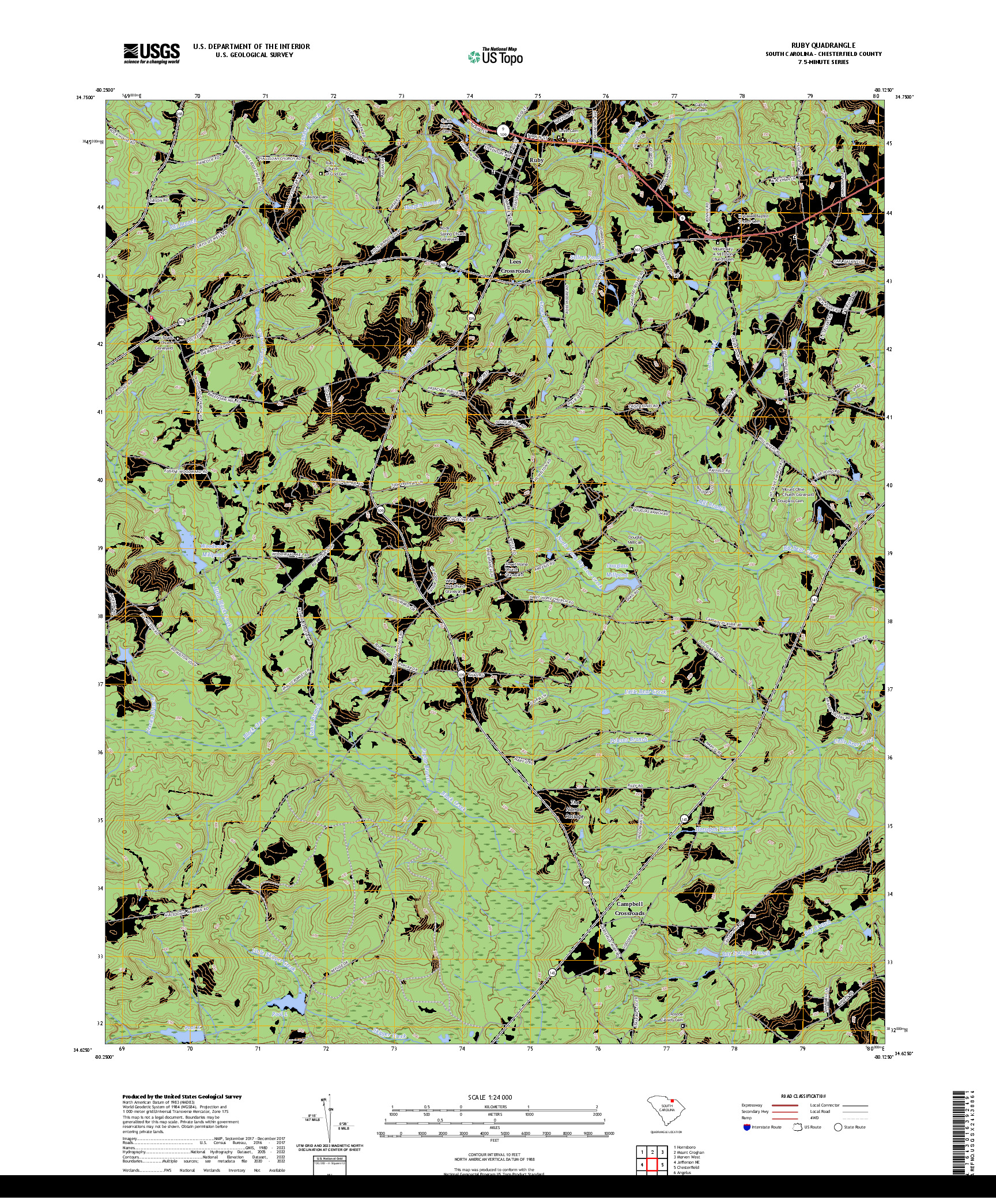 US TOPO 7.5-MINUTE MAP FOR RUBY, SC