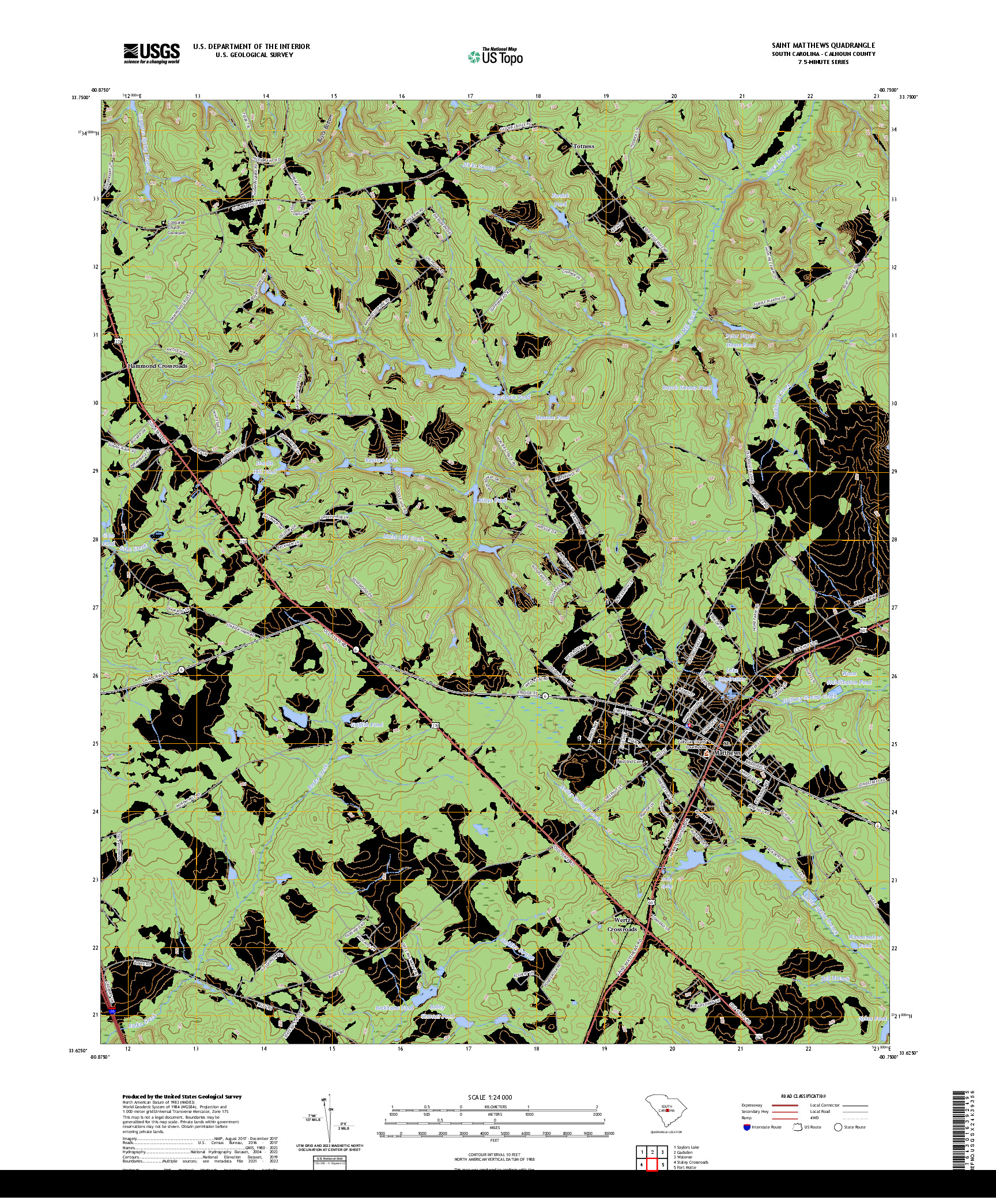 US TOPO 7.5-MINUTE MAP FOR SAINT MATTHEWS, SC