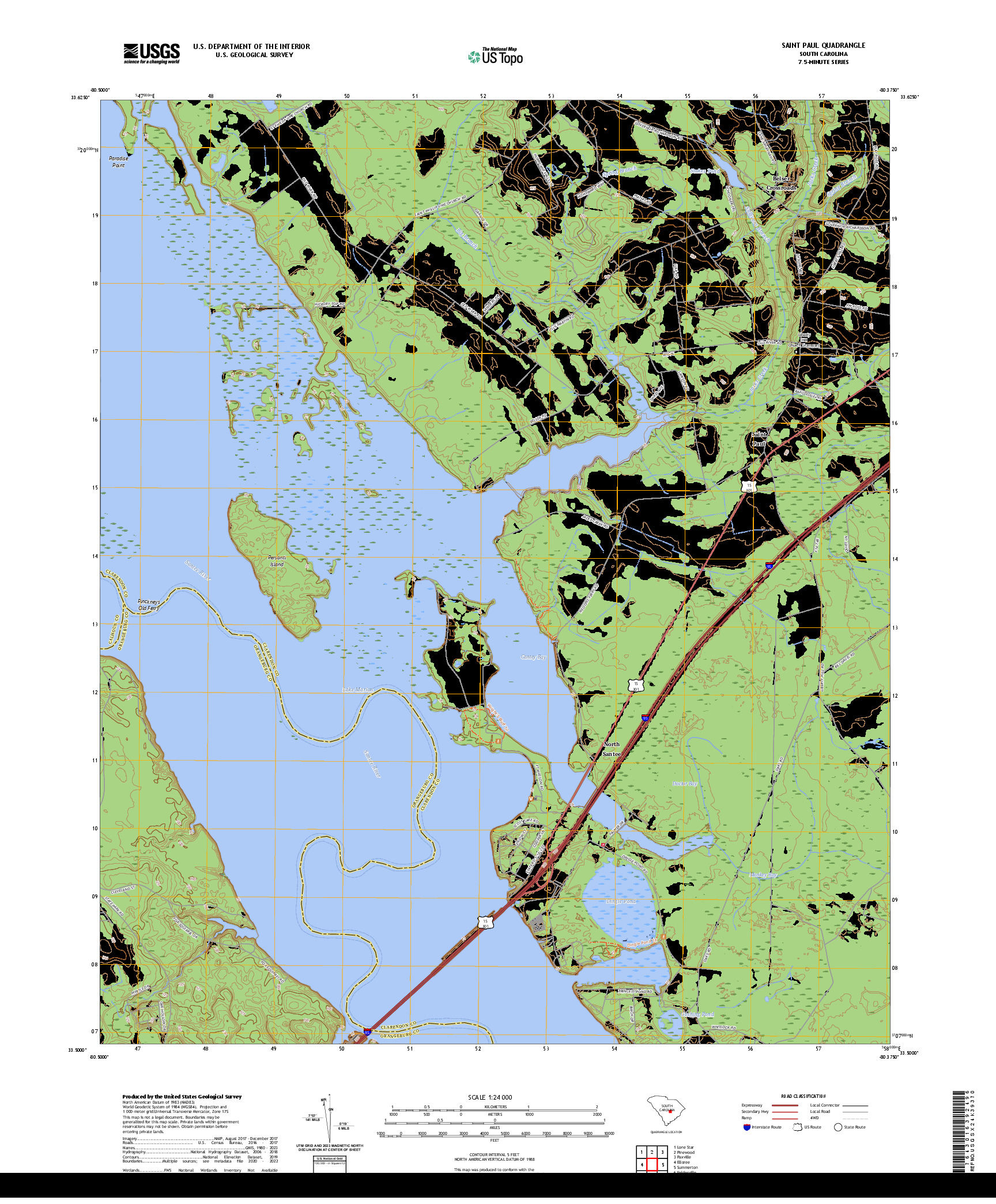 US TOPO 7.5-MINUTE MAP FOR SAINT PAUL, SC