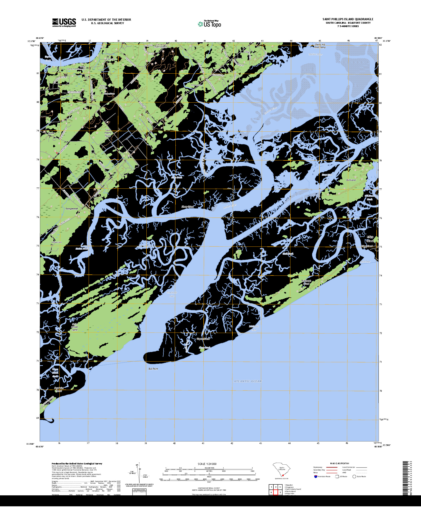 US TOPO 7.5-MINUTE MAP FOR SAINT PHILLIPS ISLAND, SC