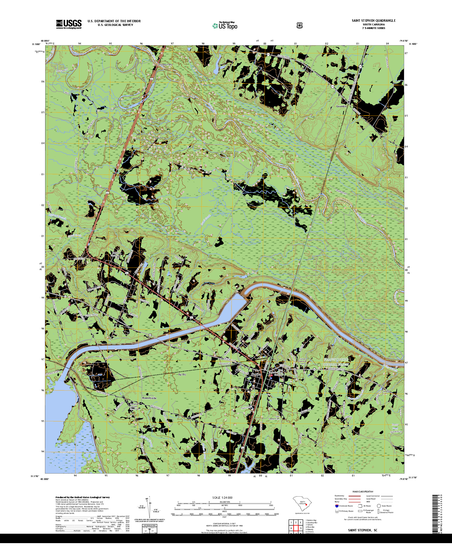 US TOPO 7.5-MINUTE MAP FOR SAINT STEPHEN, SC