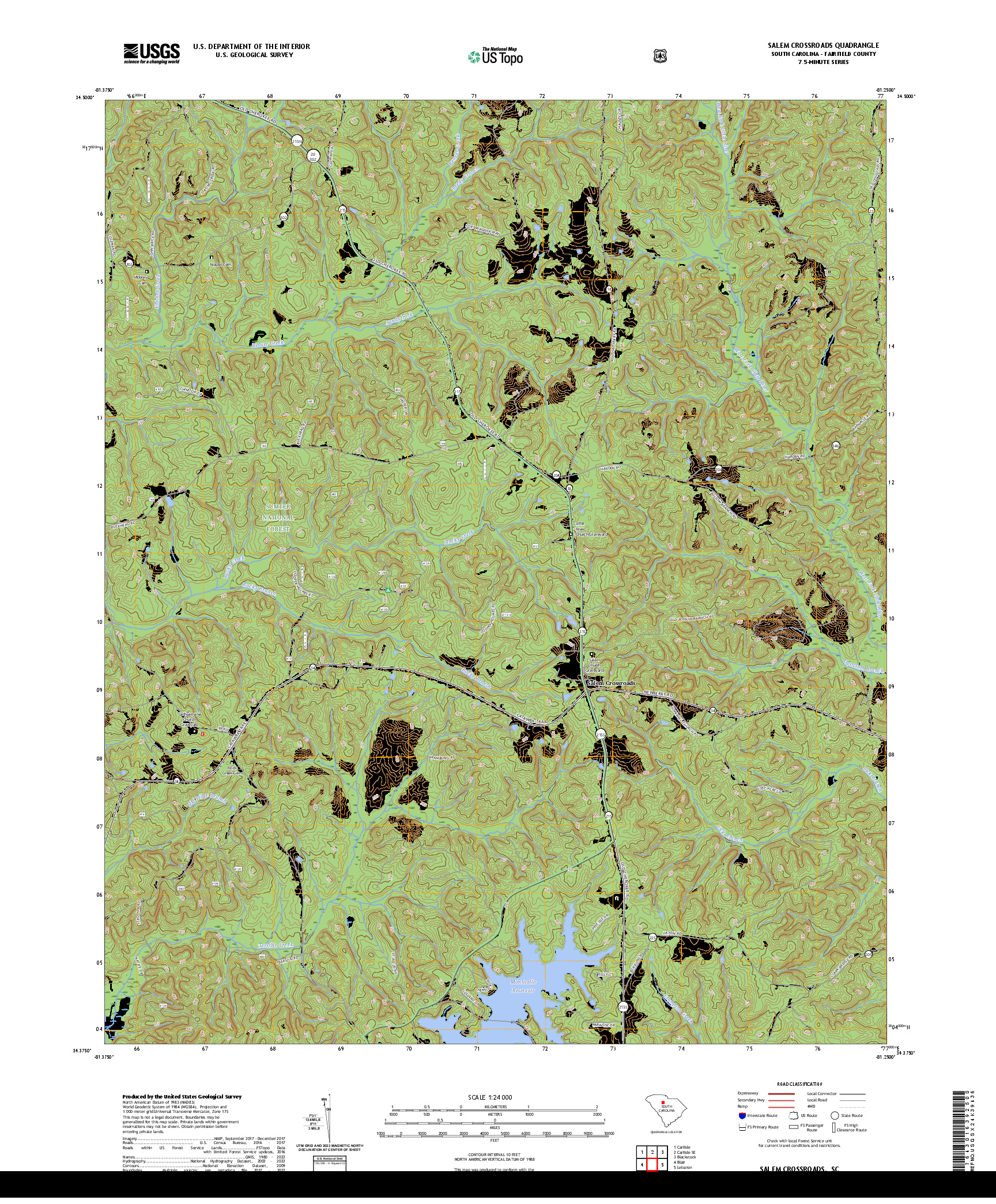 US TOPO 7.5-MINUTE MAP FOR SALEM CROSSROADS, SC