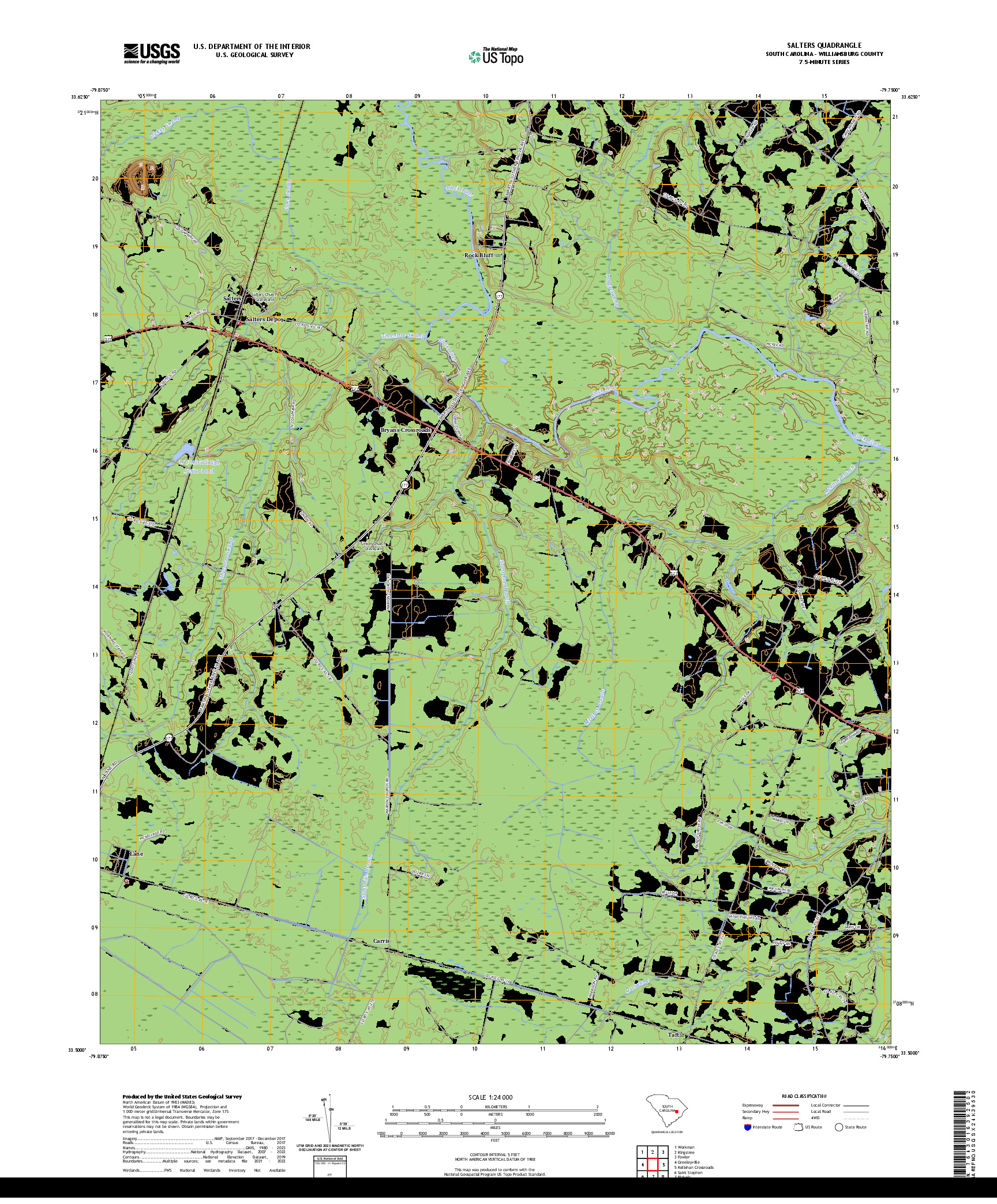 US TOPO 7.5-MINUTE MAP FOR SALTERS, SC