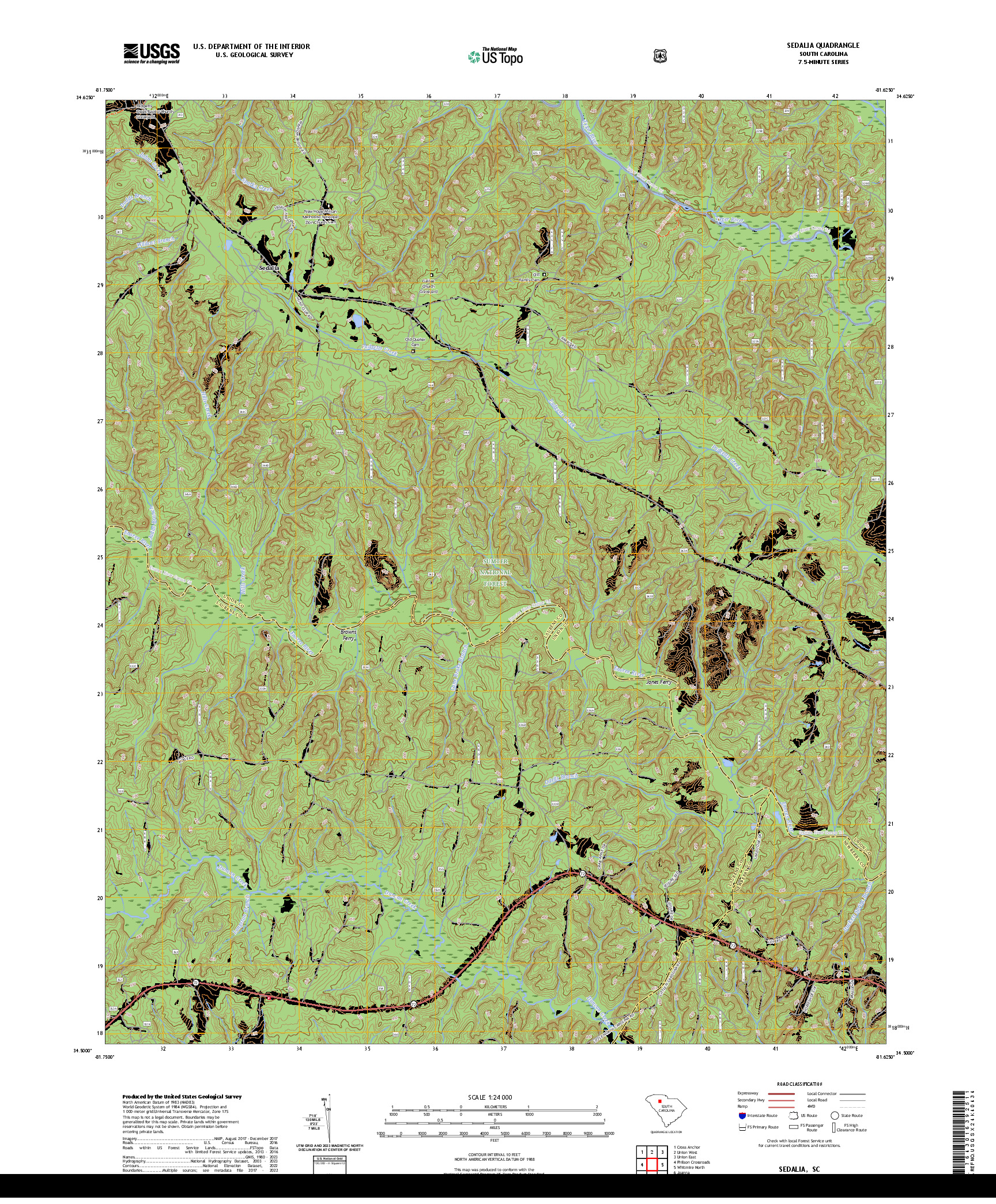 US TOPO 7.5-MINUTE MAP FOR SEDALIA, SC