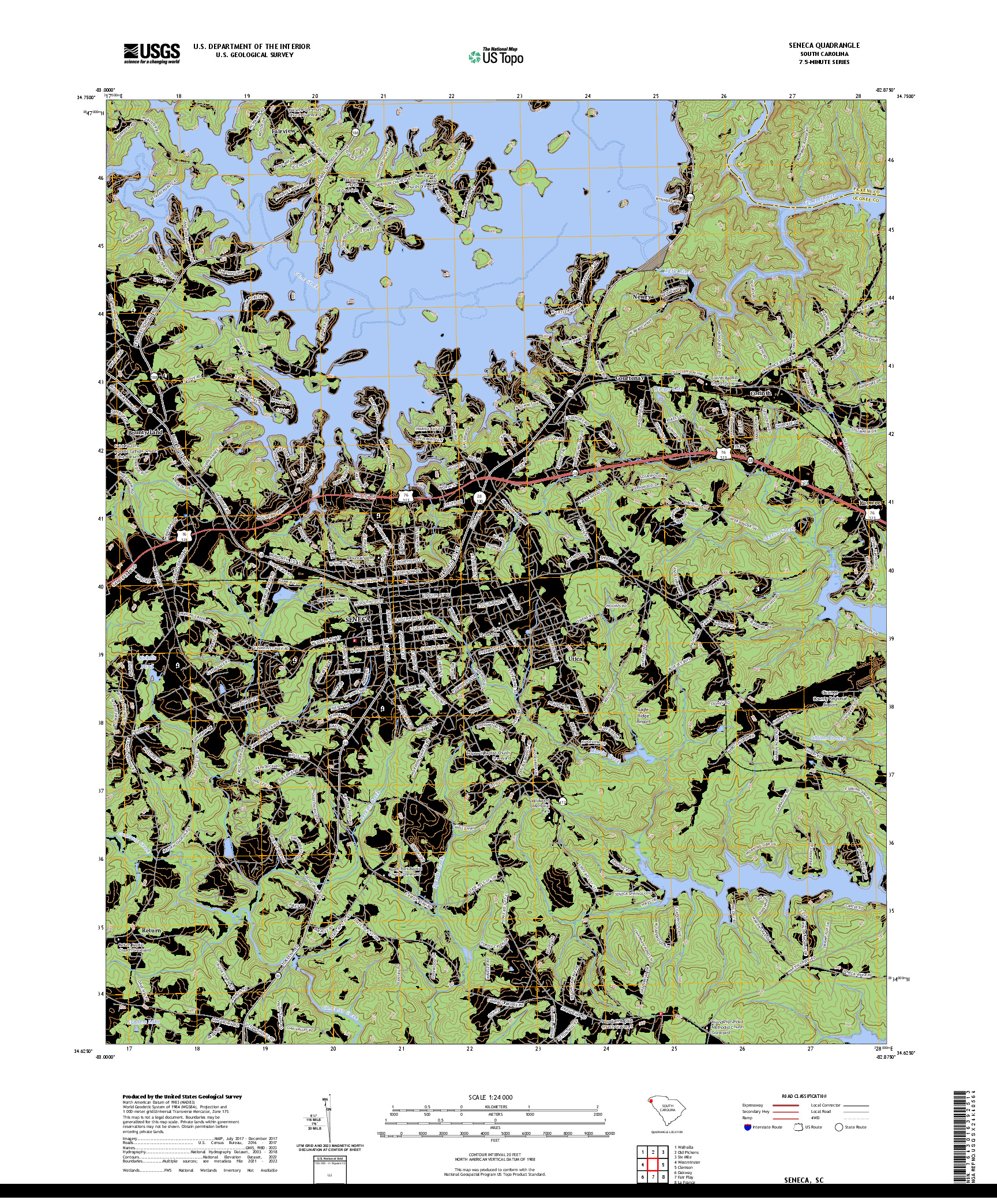 US TOPO 7.5-MINUTE MAP FOR SENECA, SC