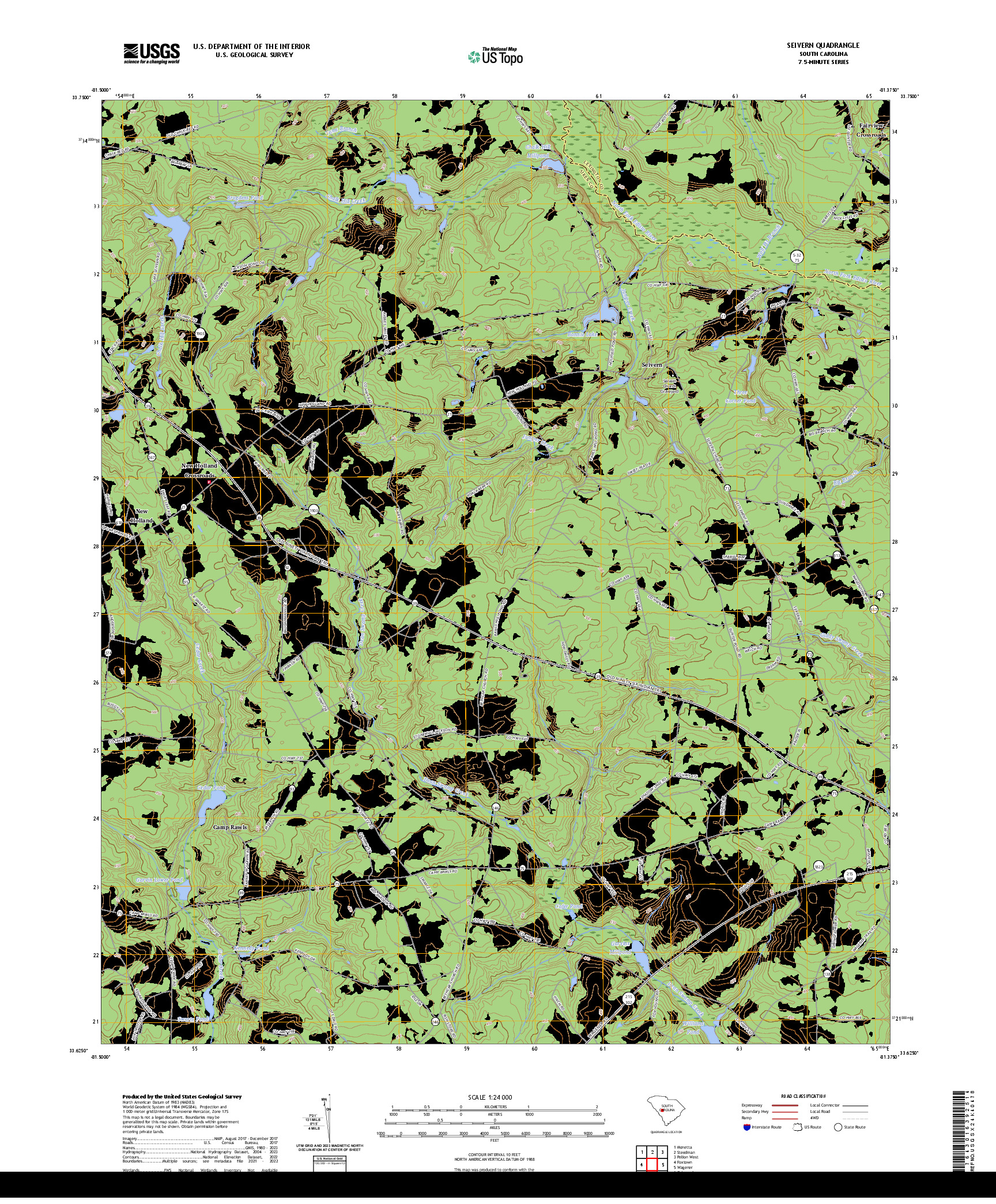 US TOPO 7.5-MINUTE MAP FOR SEIVERN, SC