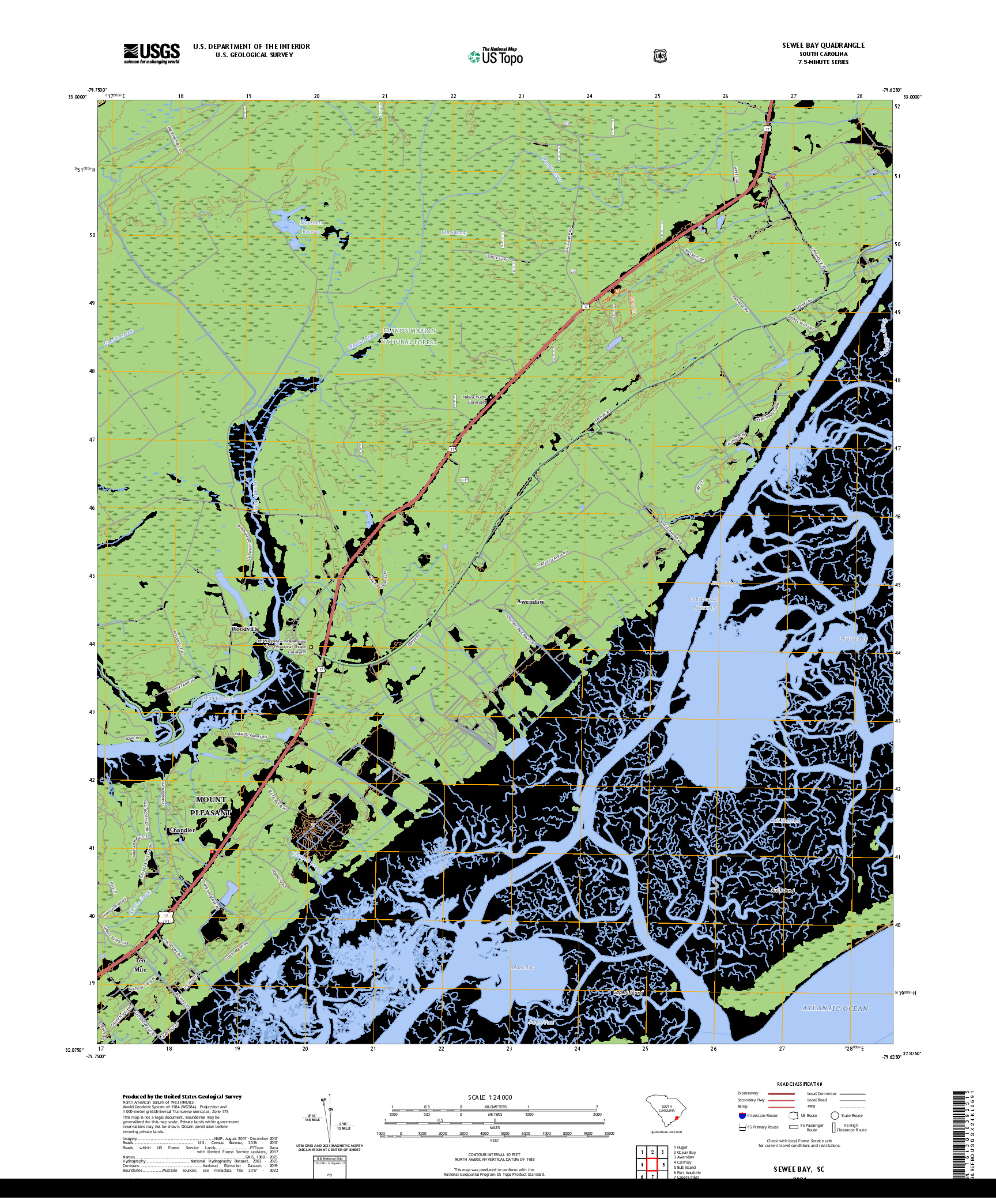 US TOPO 7.5-MINUTE MAP FOR SEWEE BAY, SC