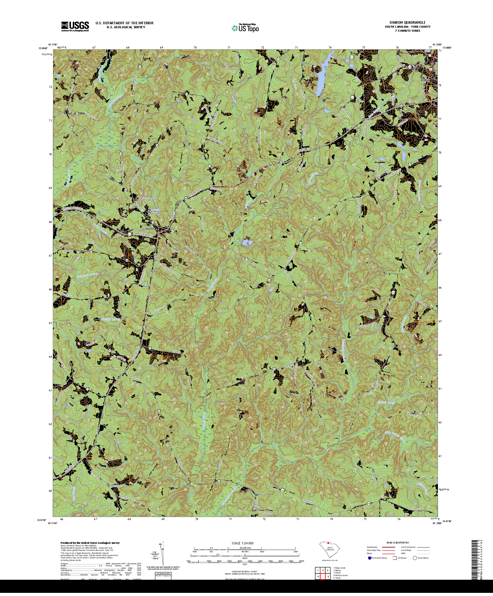 US TOPO 7.5-MINUTE MAP FOR SHARON, SC