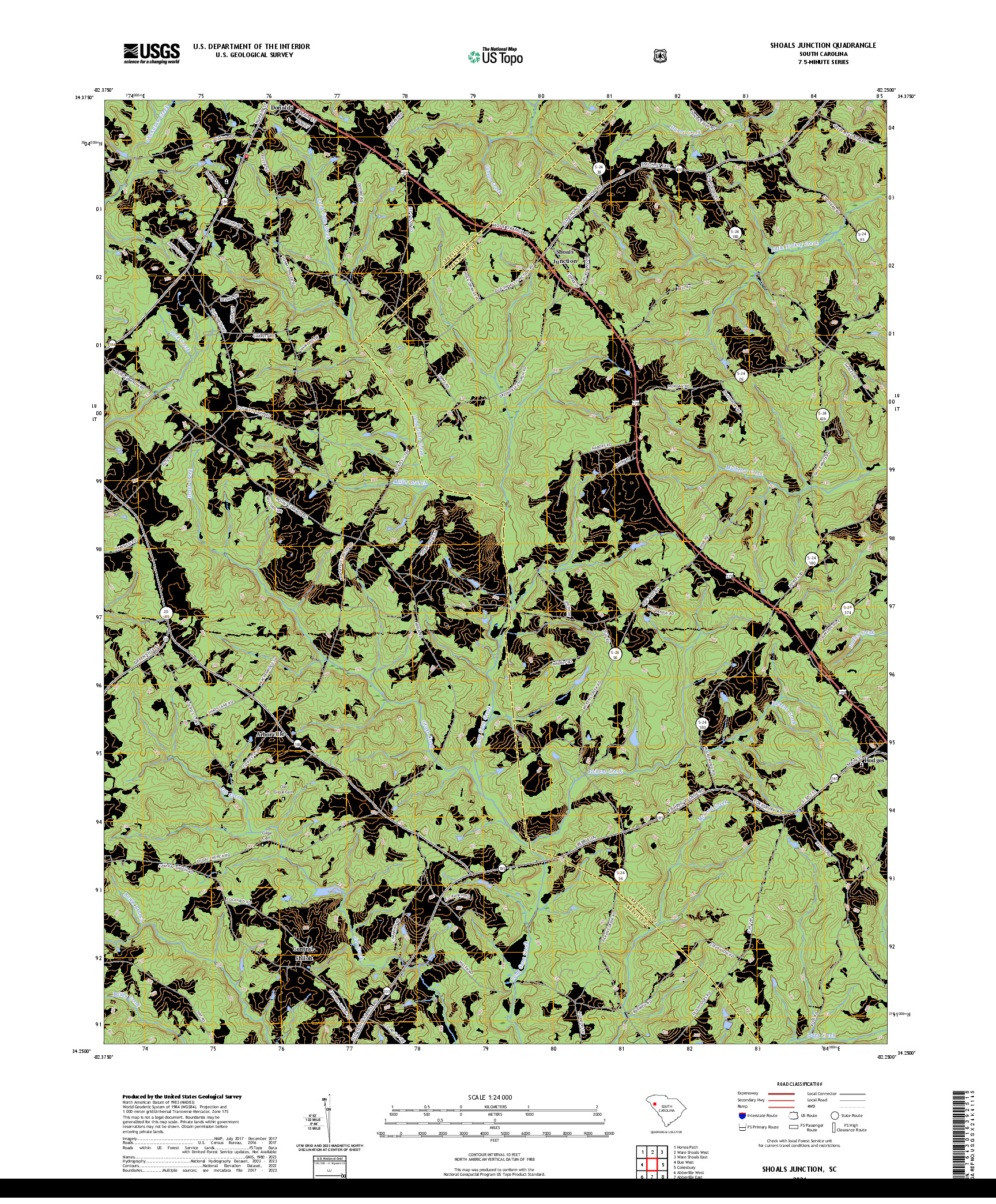 US TOPO 7.5-MINUTE MAP FOR SHOALS JUNCTION, SC
