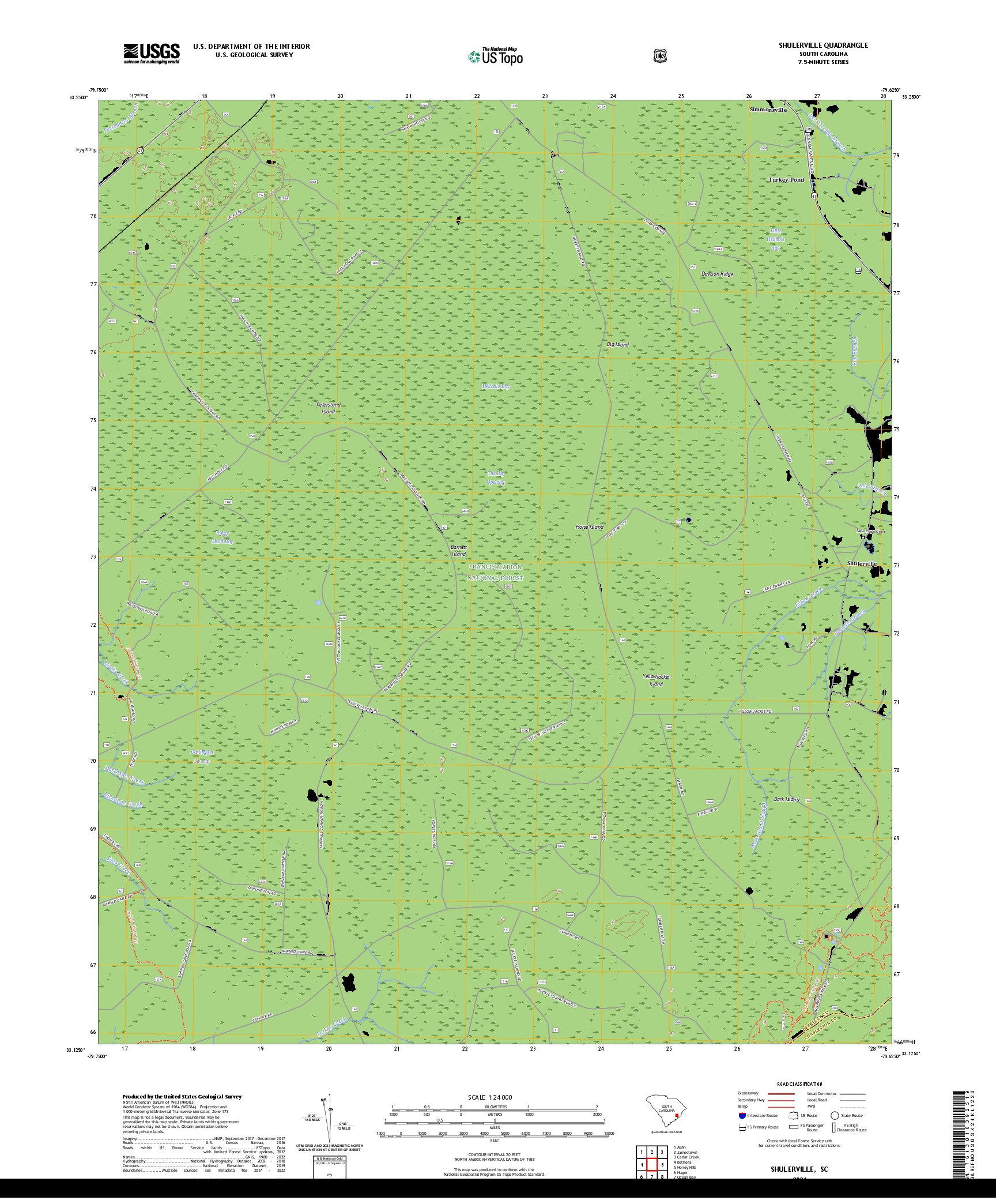 US TOPO 7.5-MINUTE MAP FOR SHULERVILLE, SC