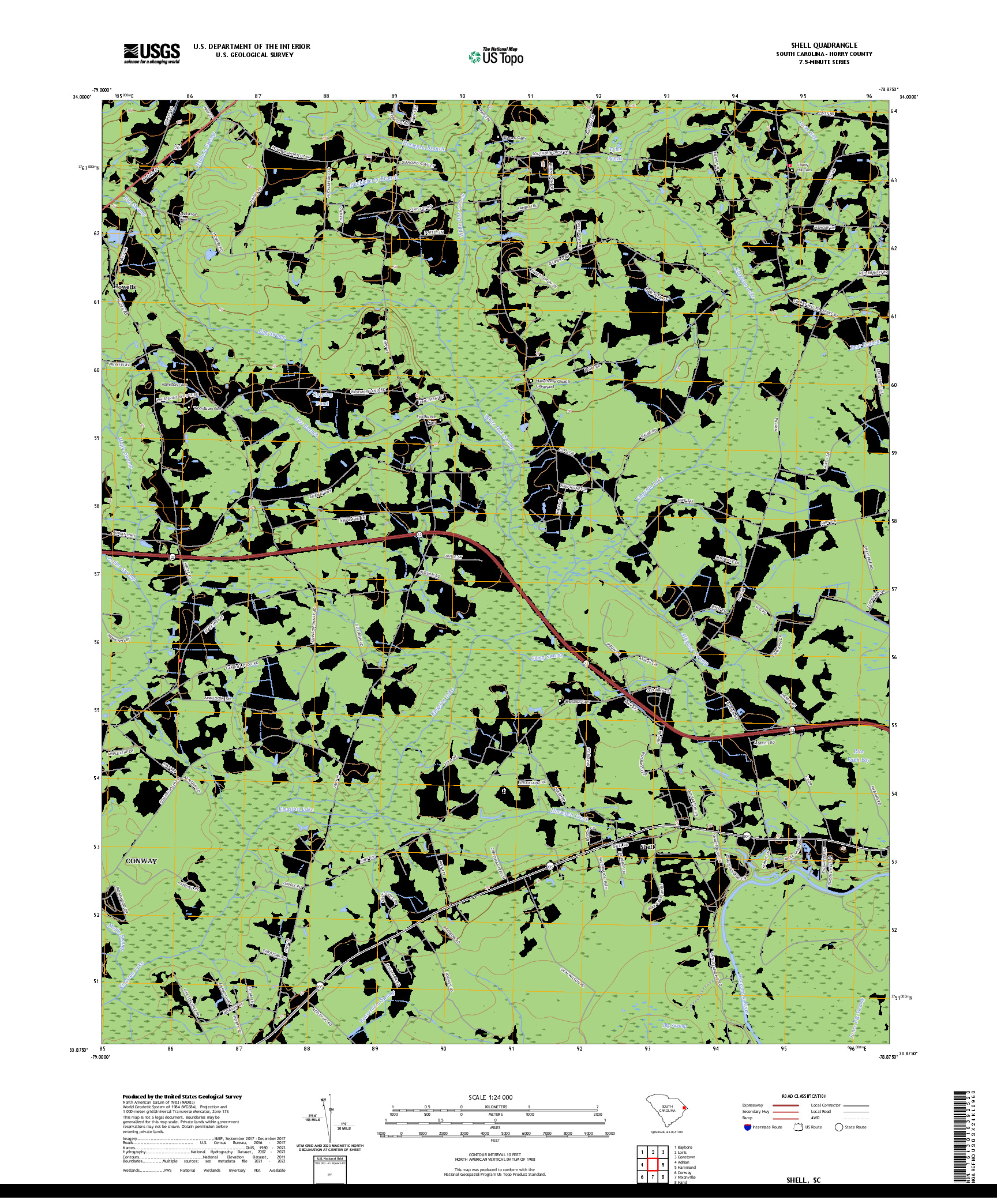 US TOPO 7.5-MINUTE MAP FOR SHELL, SC