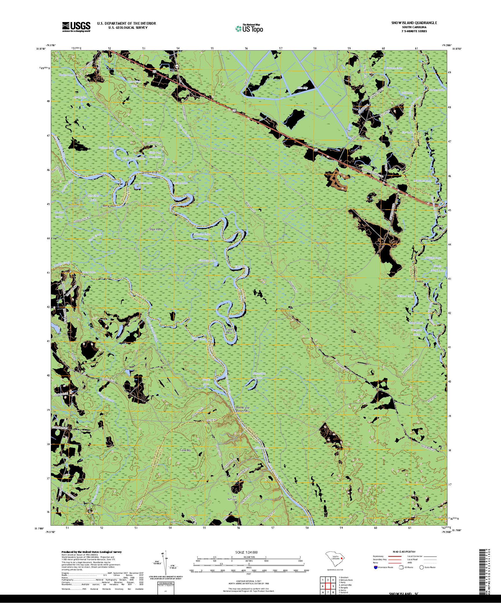 US TOPO 7.5-MINUTE MAP FOR SNOW ISLAND, SC