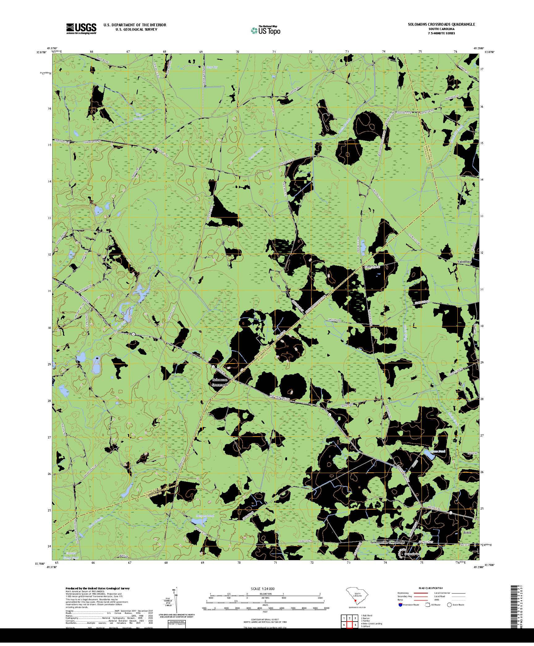 US TOPO 7.5-MINUTE MAP FOR SOLOMONS CROSSROADS, SC