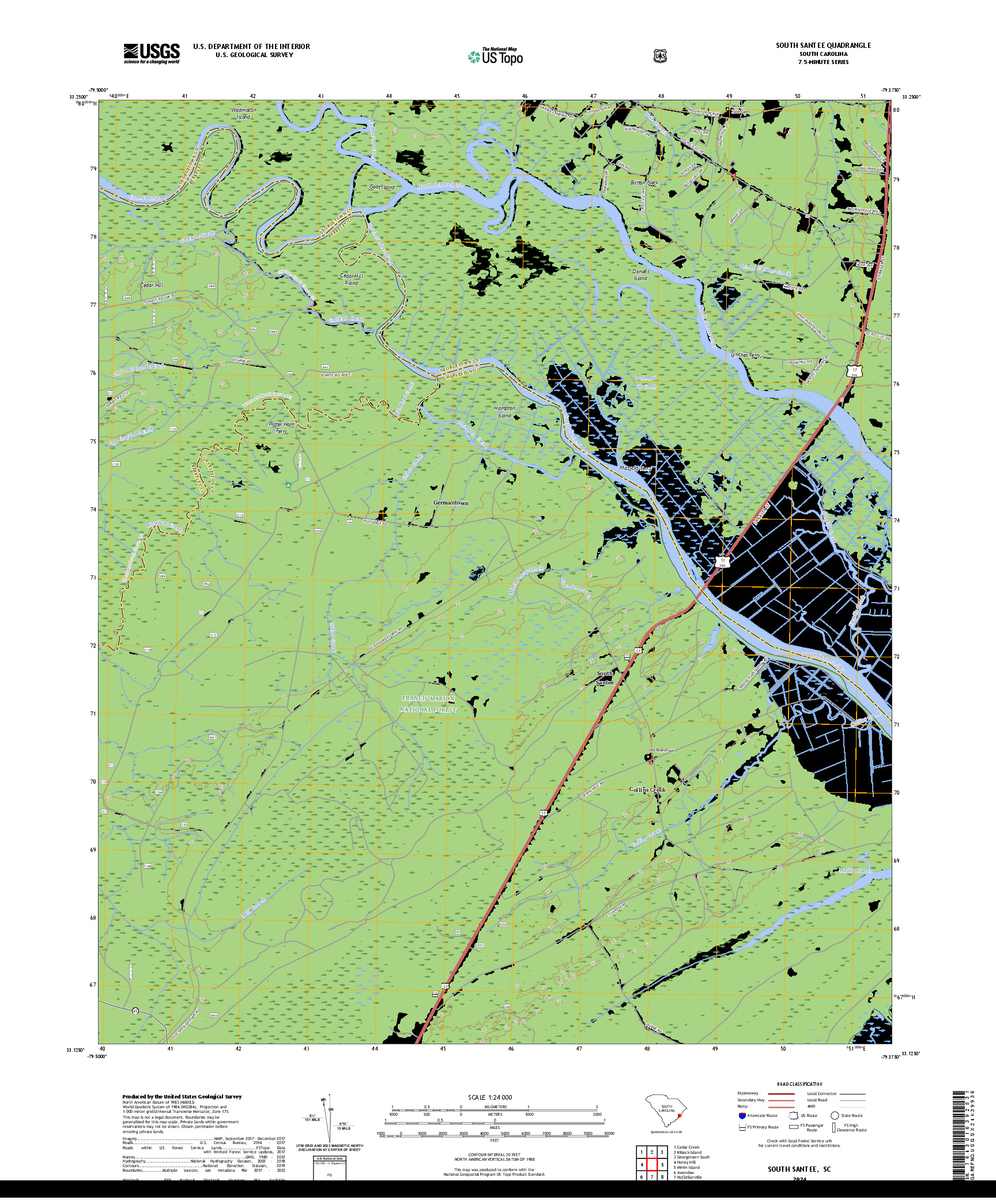 US TOPO 7.5-MINUTE MAP FOR SOUTH SANTEE, SC