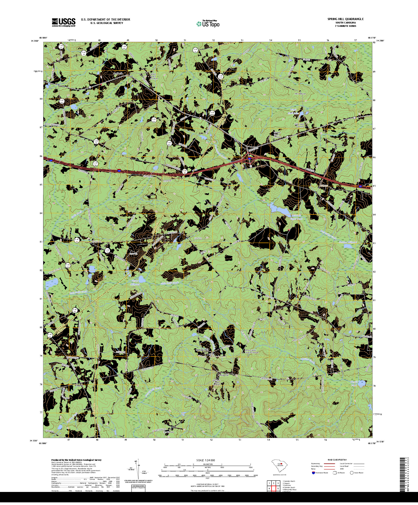 US TOPO 7.5-MINUTE MAP FOR SPRING HILL, SC