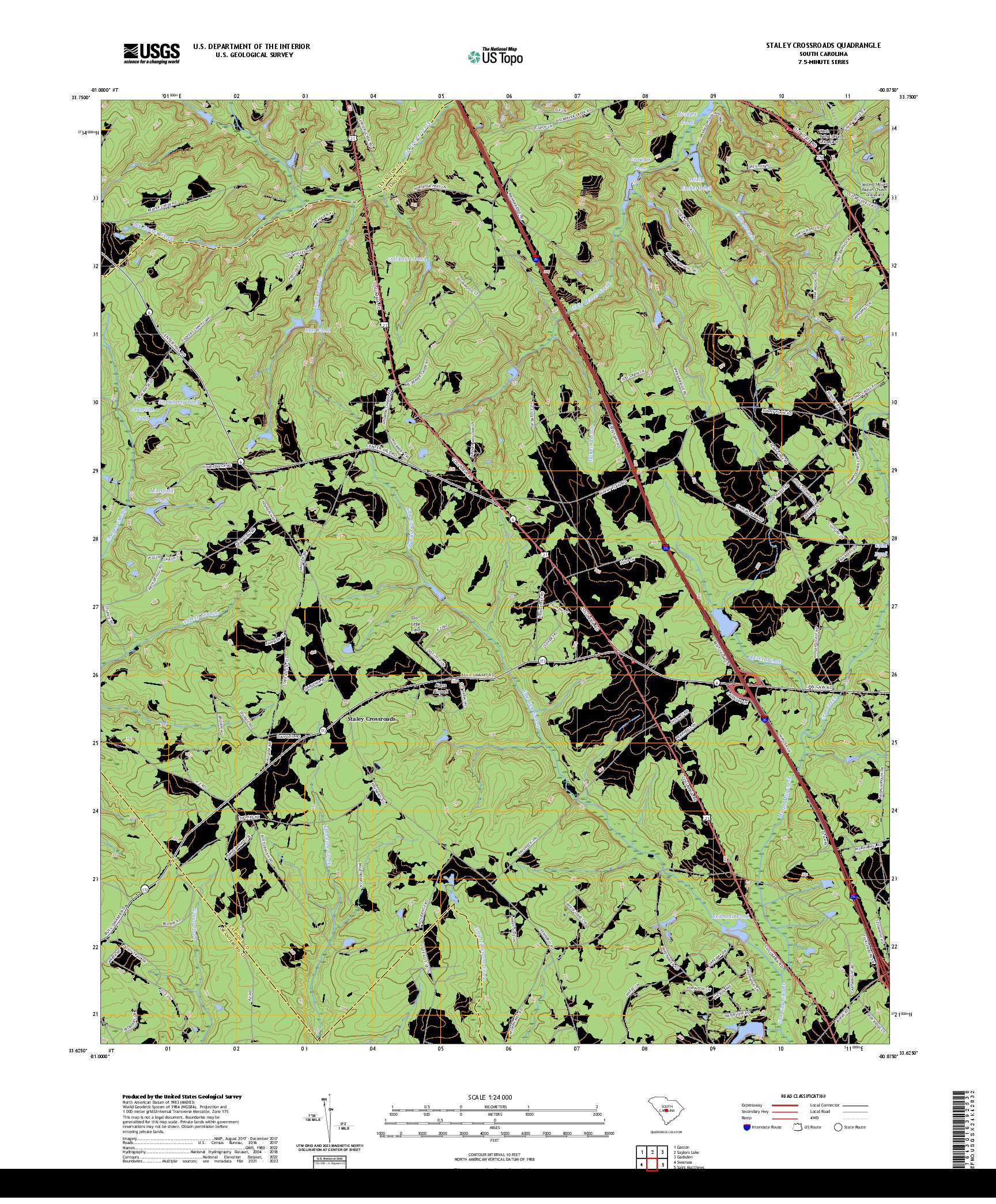 US TOPO 7.5-MINUTE MAP FOR STALEY CROSSROADS, SC