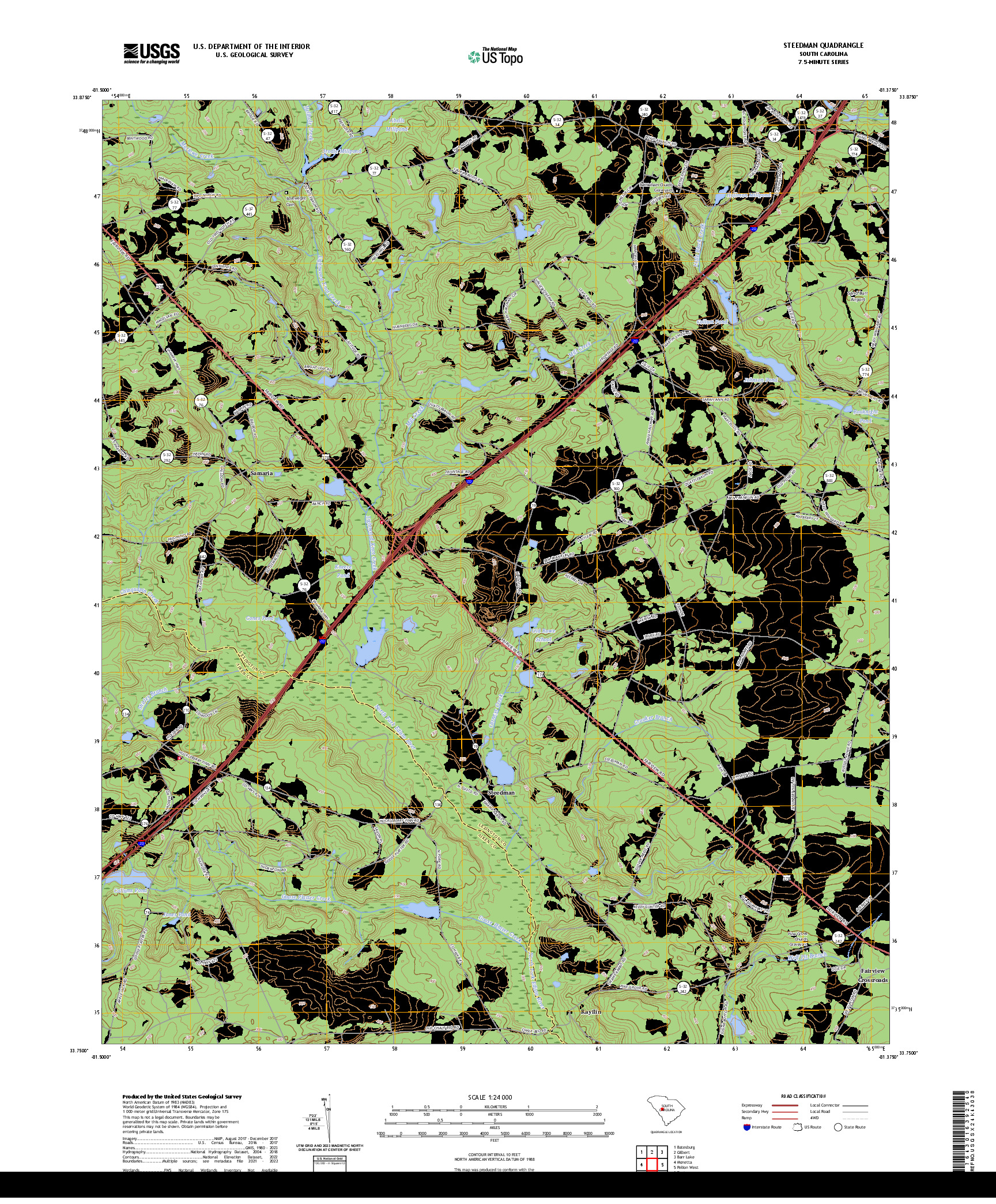 US TOPO 7.5-MINUTE MAP FOR STEEDMAN, SC