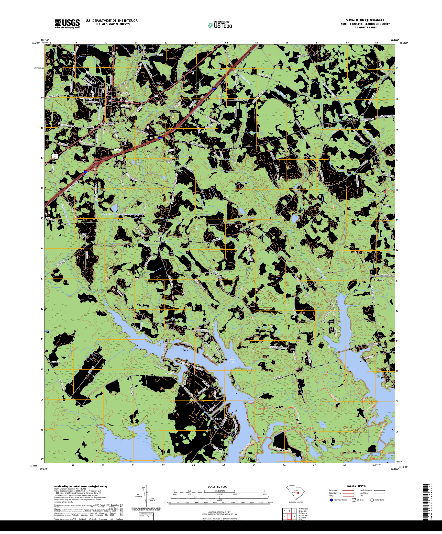 US TOPO 7.5-MINUTE MAP FOR SUMMERTON, SC
