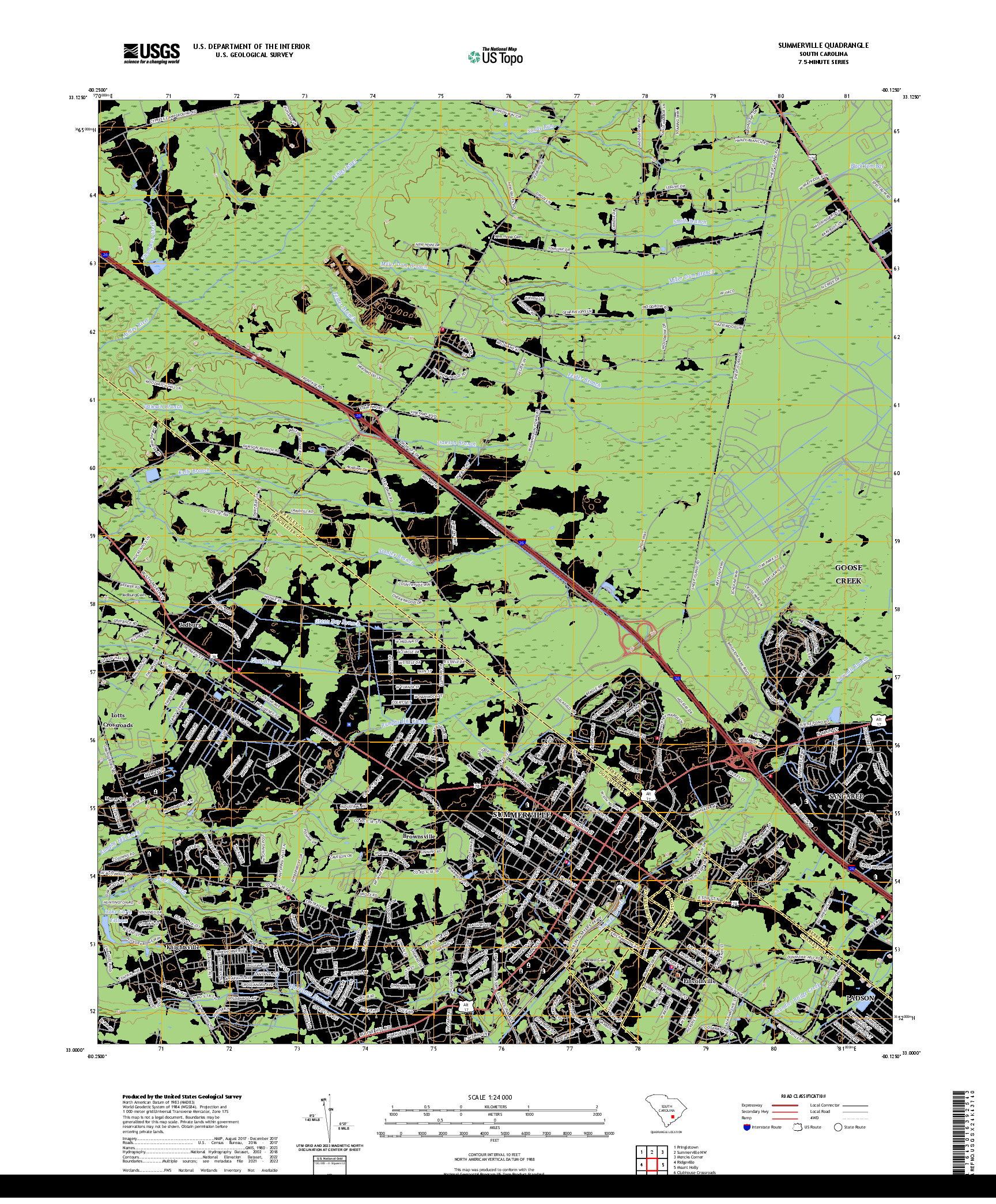 US TOPO 7.5-MINUTE MAP FOR SUMMERVILLE, SC