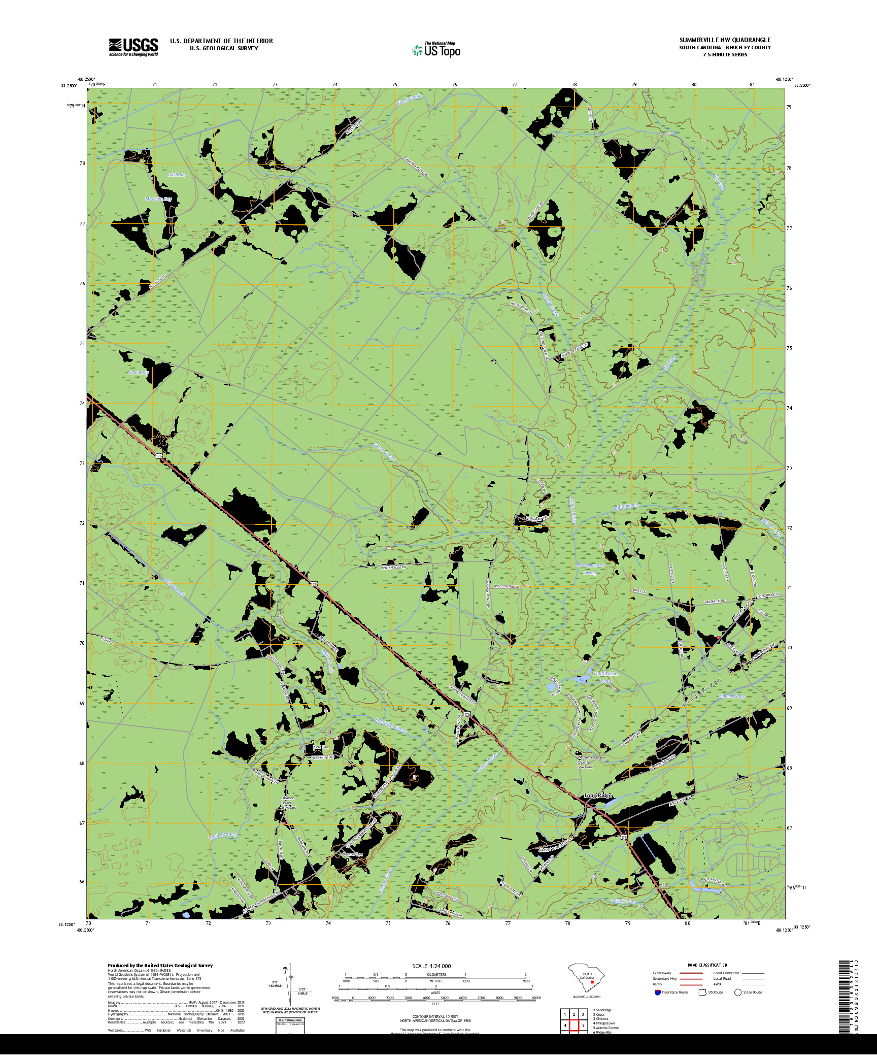 US TOPO 7.5-MINUTE MAP FOR SUMMERVILLE NW, SC