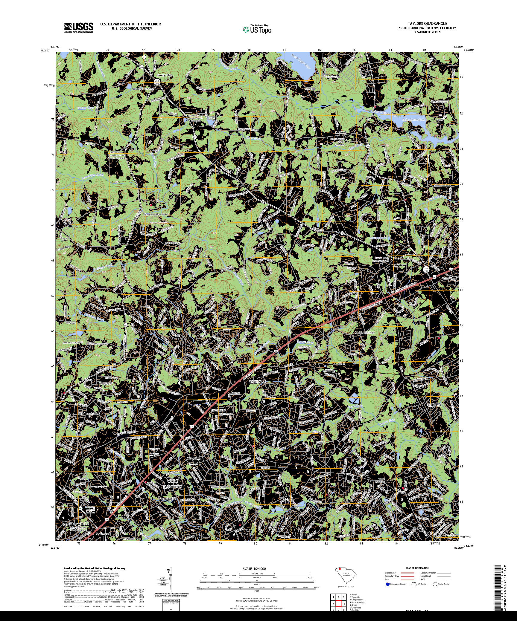 US TOPO 7.5-MINUTE MAP FOR TAYLORS, SC