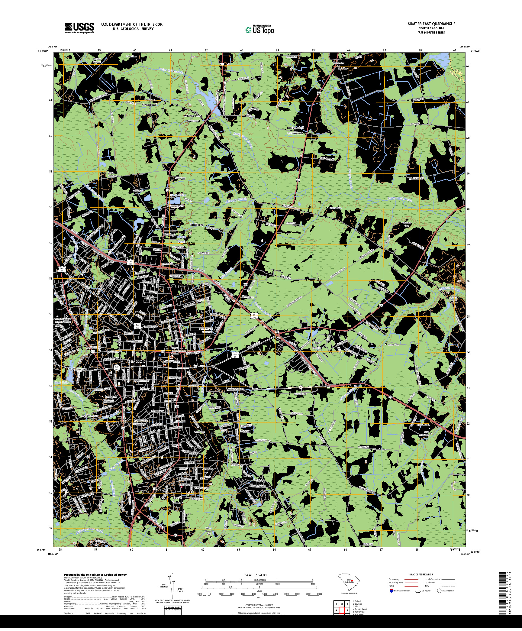US TOPO 7.5-MINUTE MAP FOR SUMTER EAST, SC