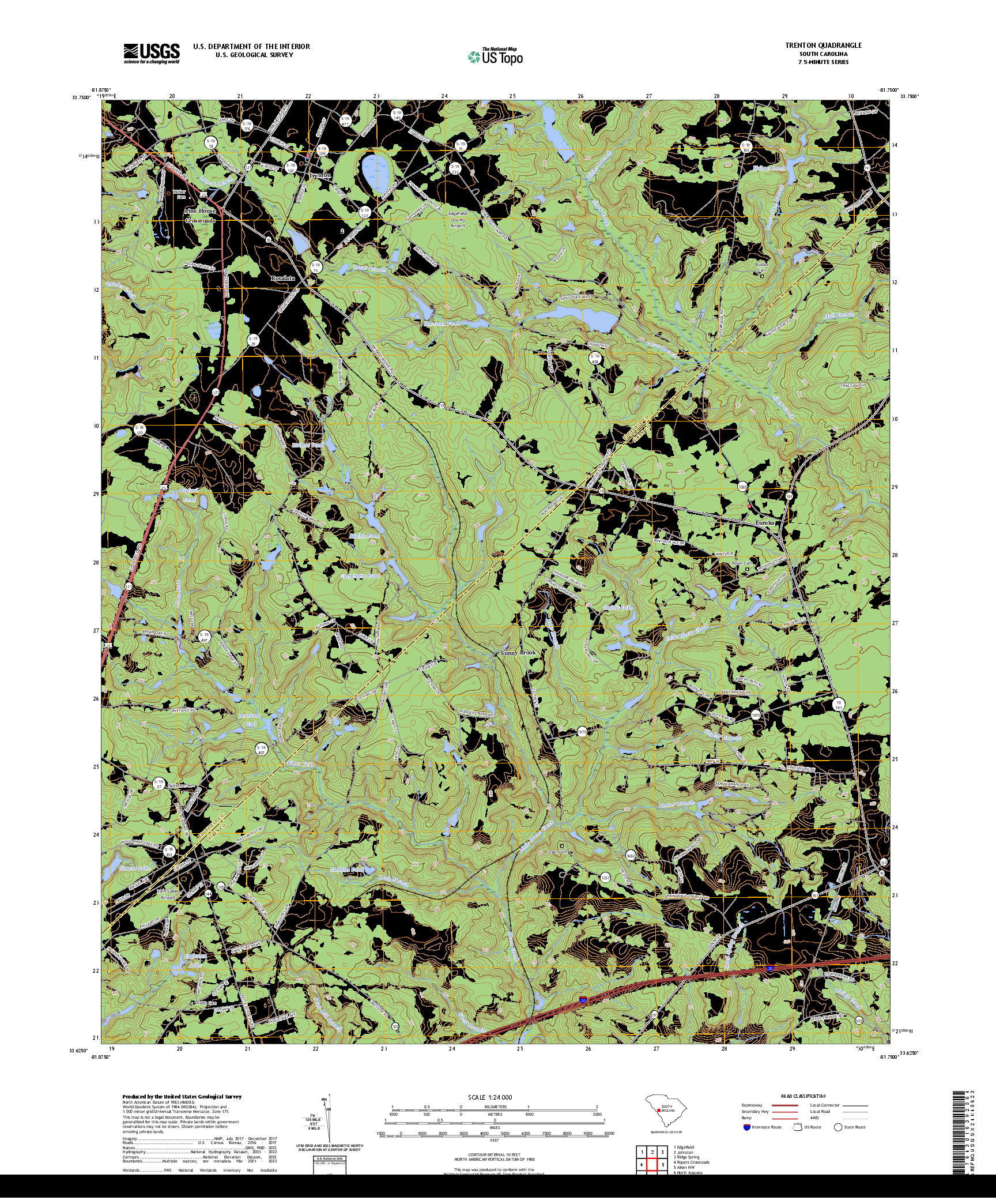 US TOPO 7.5-MINUTE MAP FOR TRENTON, SC