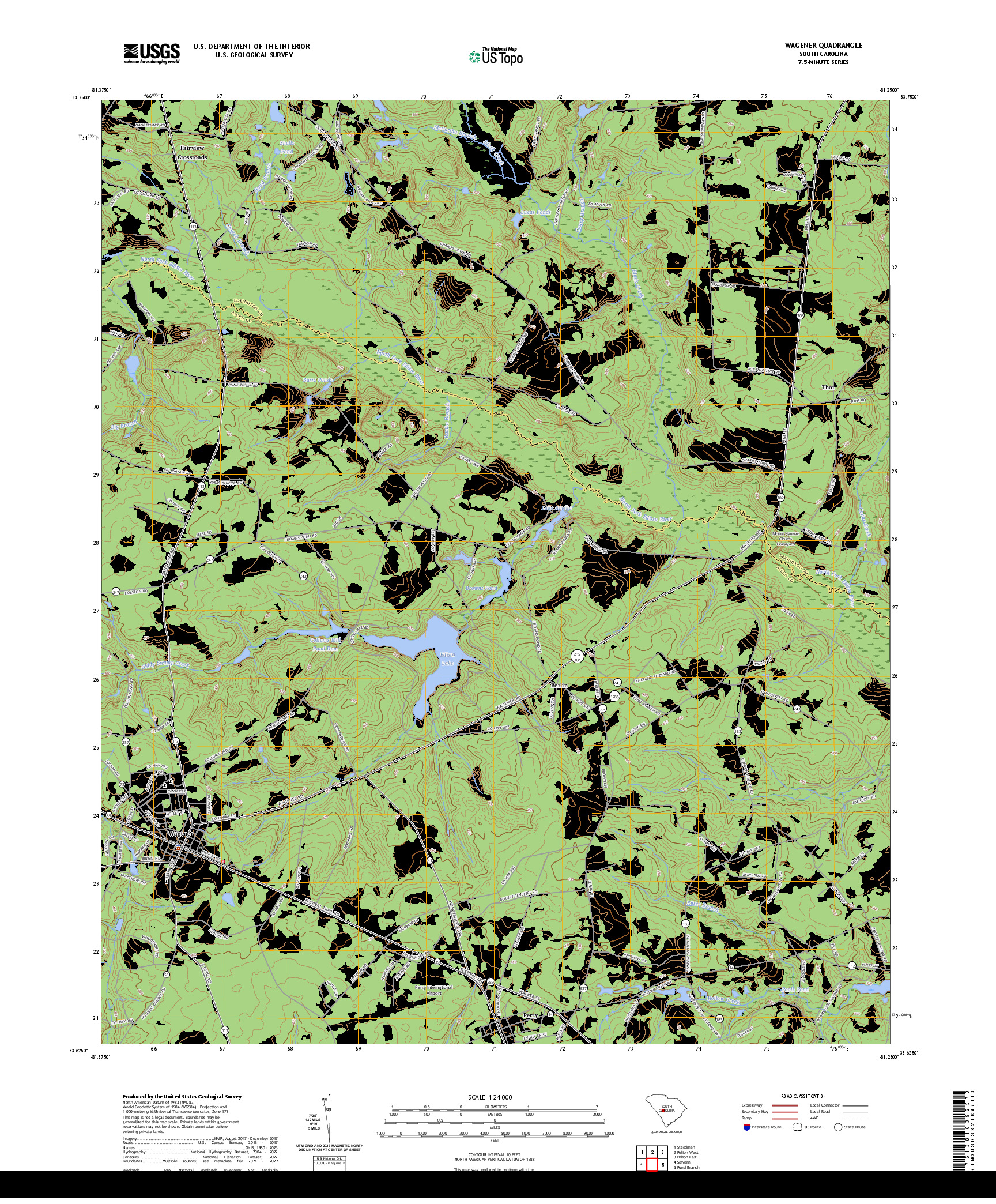 US TOPO 7.5-MINUTE MAP FOR WAGENER, SC