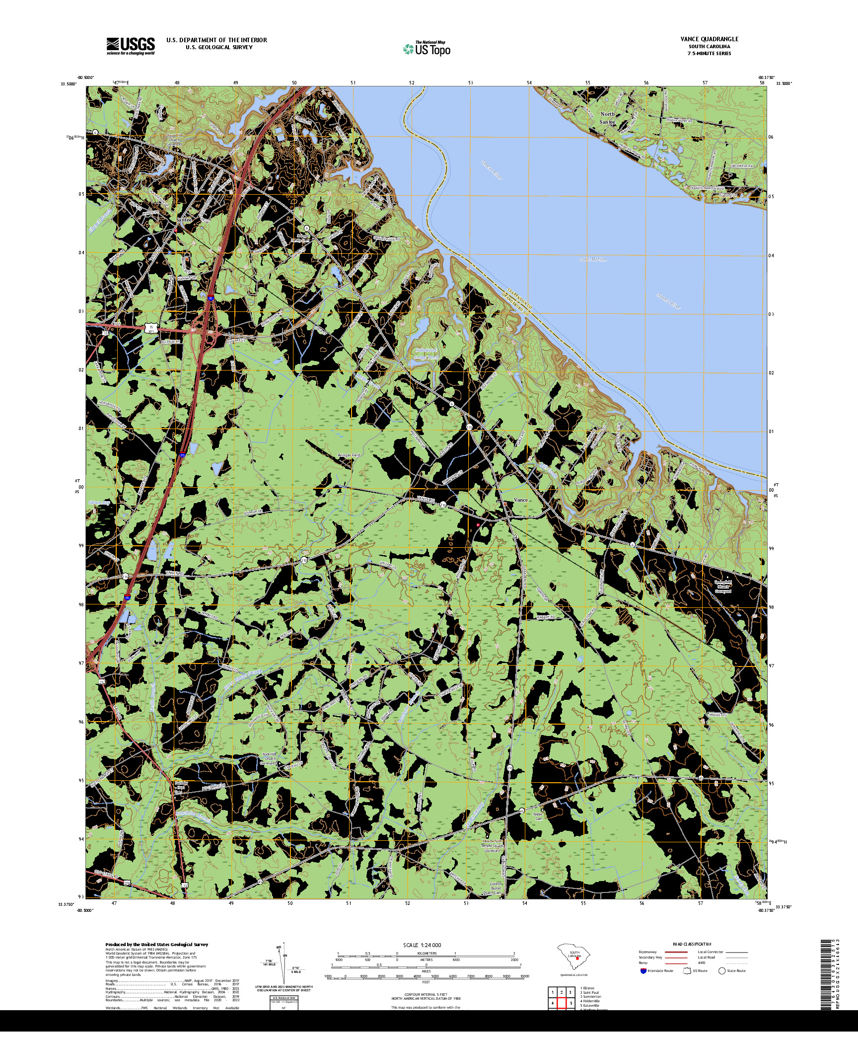 US TOPO 7.5-MINUTE MAP FOR VANCE, SC