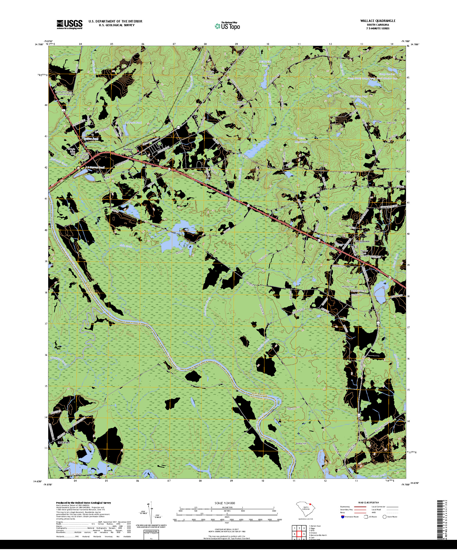 US TOPO 7.5-MINUTE MAP FOR WALLACE, SC