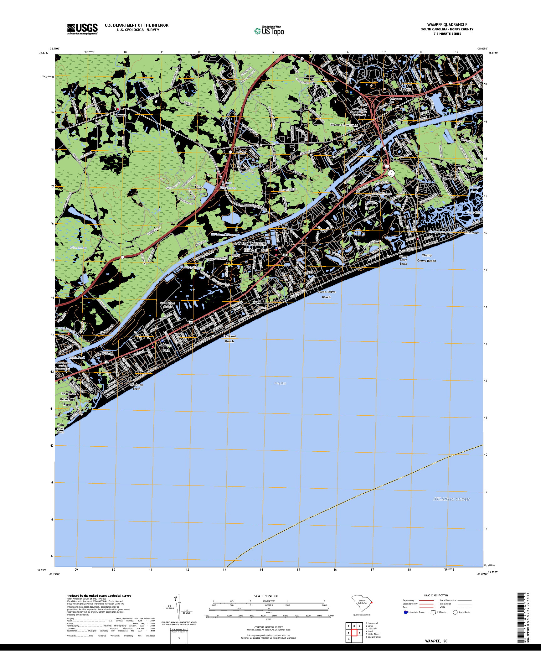 US TOPO 7.5-MINUTE MAP FOR WAMPEE, SC