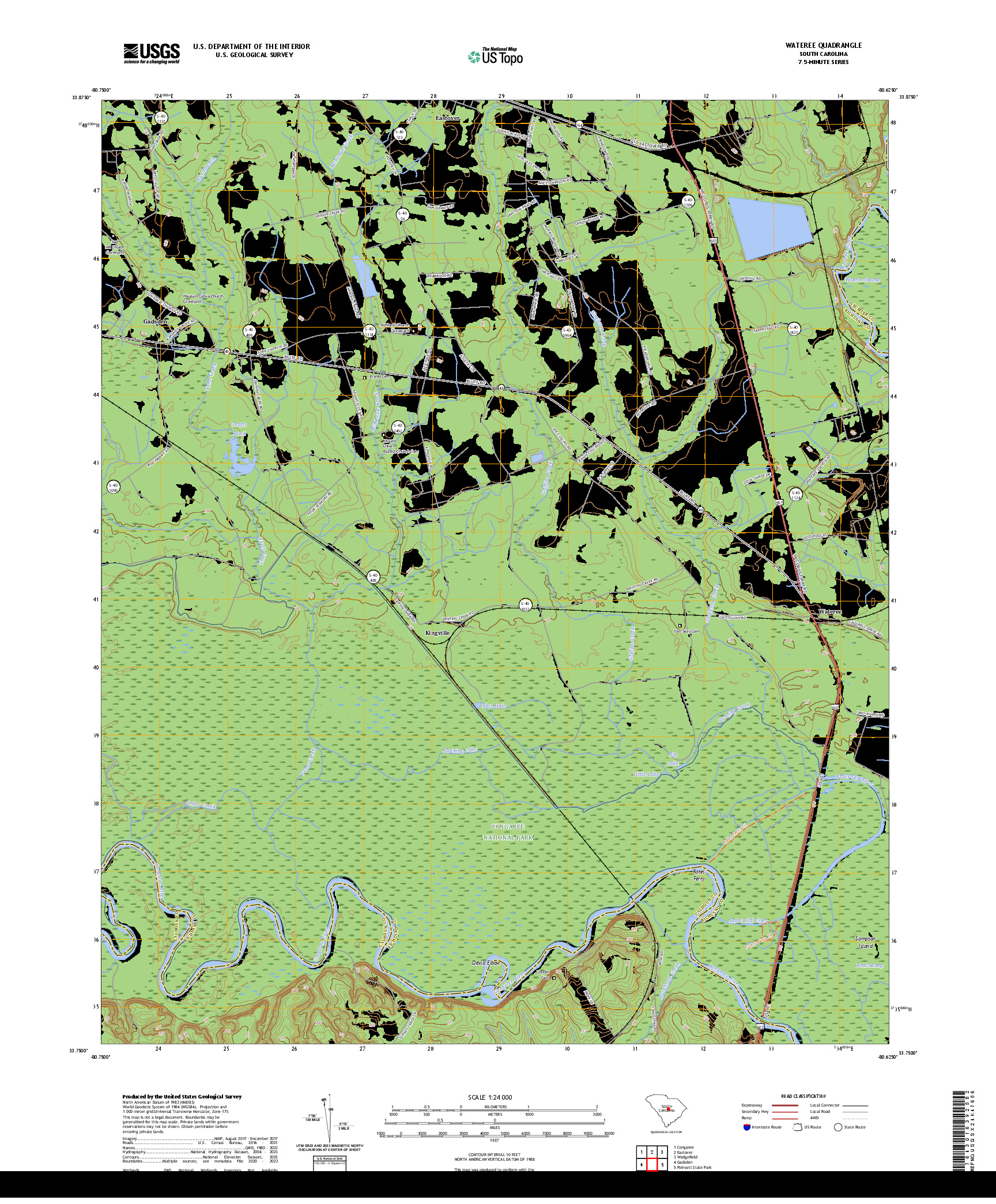 US TOPO 7.5-MINUTE MAP FOR WATEREE, SC