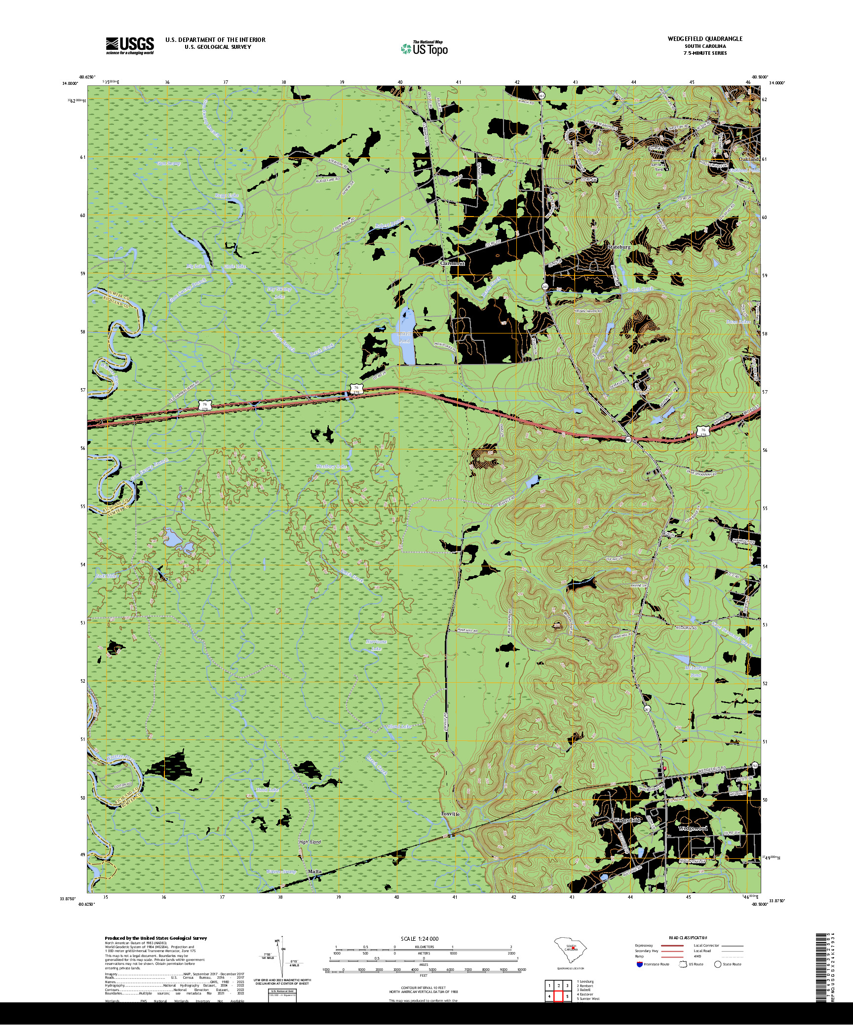 US TOPO 7.5-MINUTE MAP FOR WEDGEFIELD, SC