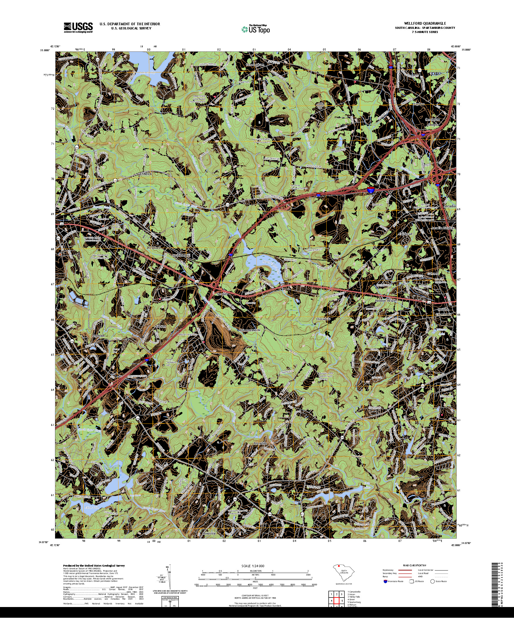 US TOPO 7.5-MINUTE MAP FOR WELLFORD, SC