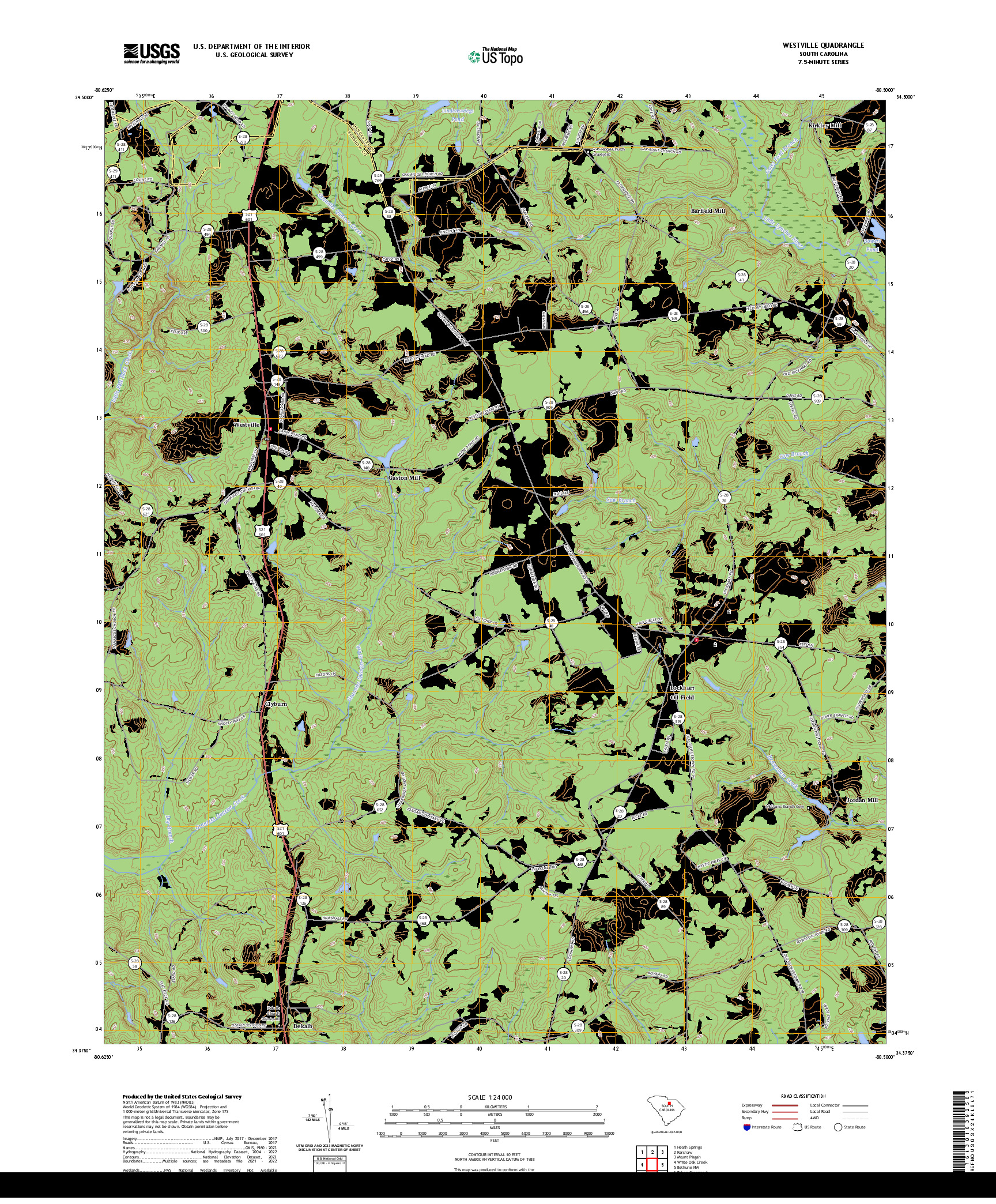 US TOPO 7.5-MINUTE MAP FOR WESTVILLE, SC