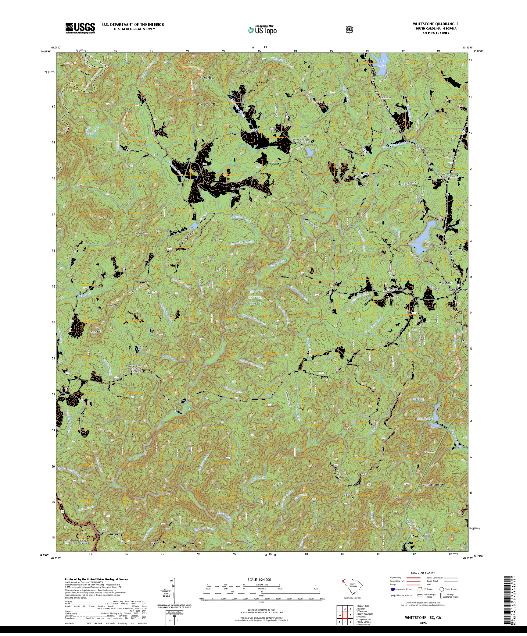 US TOPO 7.5-MINUTE MAP FOR WHETSTONE, SC,GA