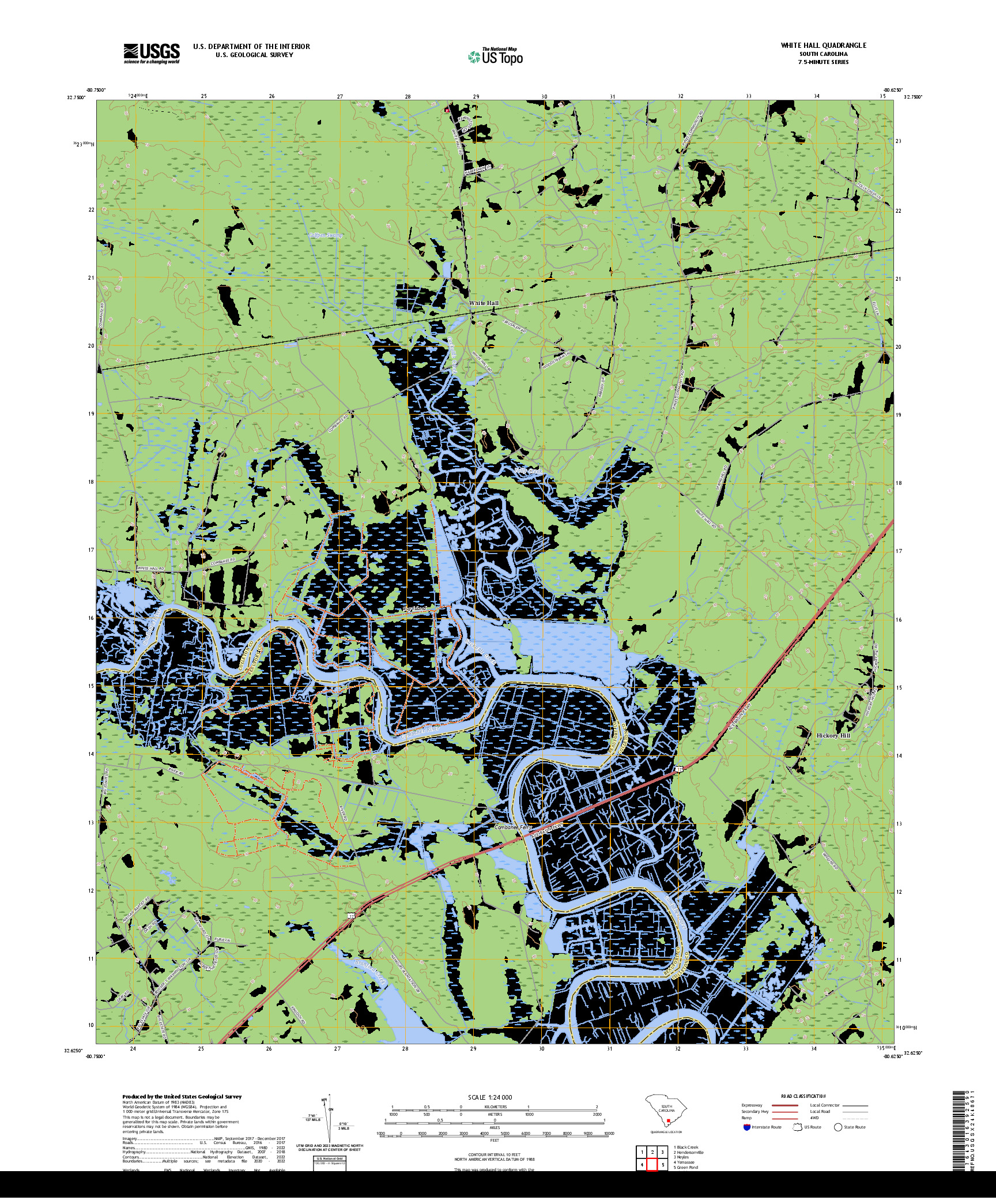 US TOPO 7.5-MINUTE MAP FOR WHITE HALL, SC