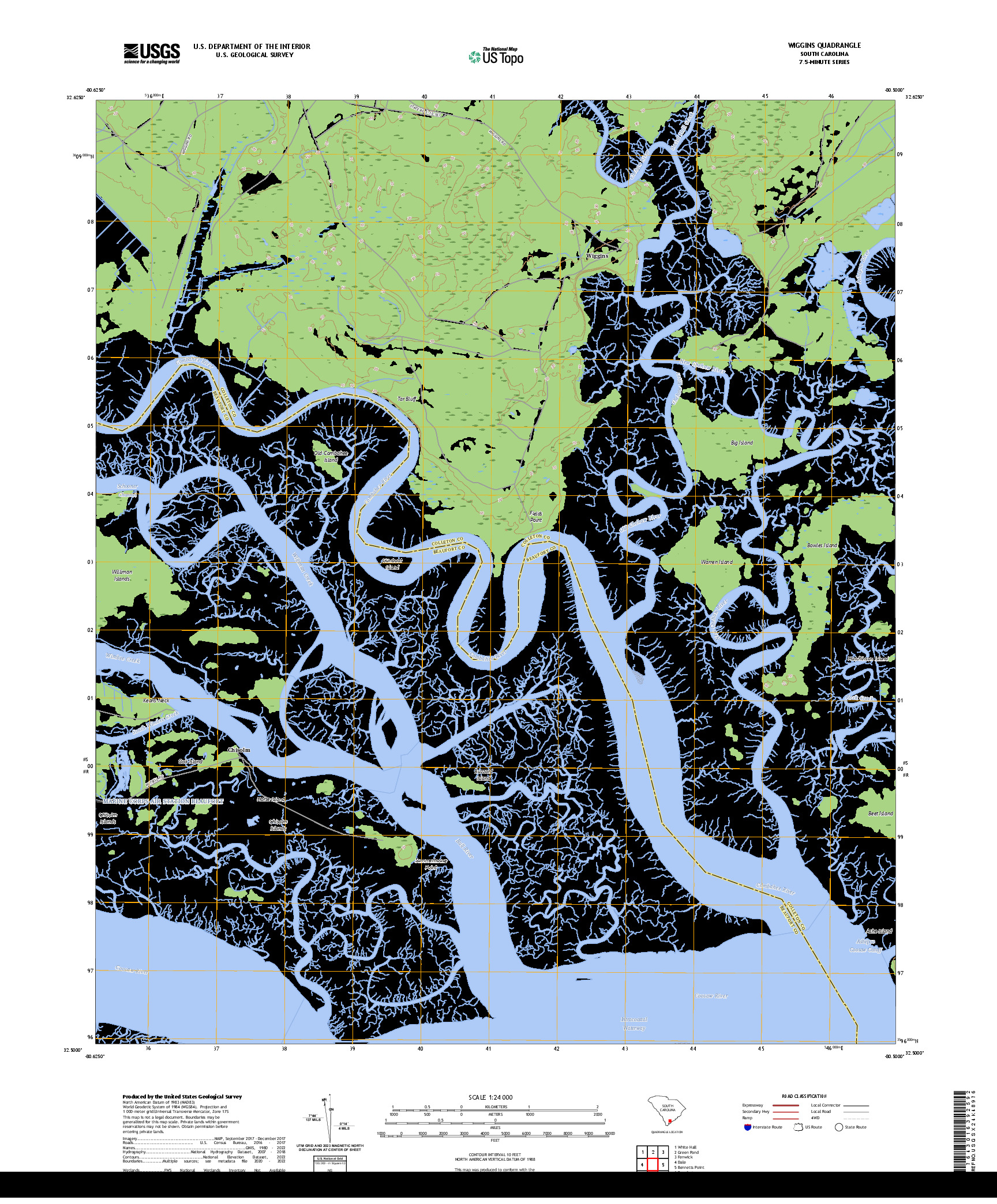 US TOPO 7.5-MINUTE MAP FOR WIGGINS, SC