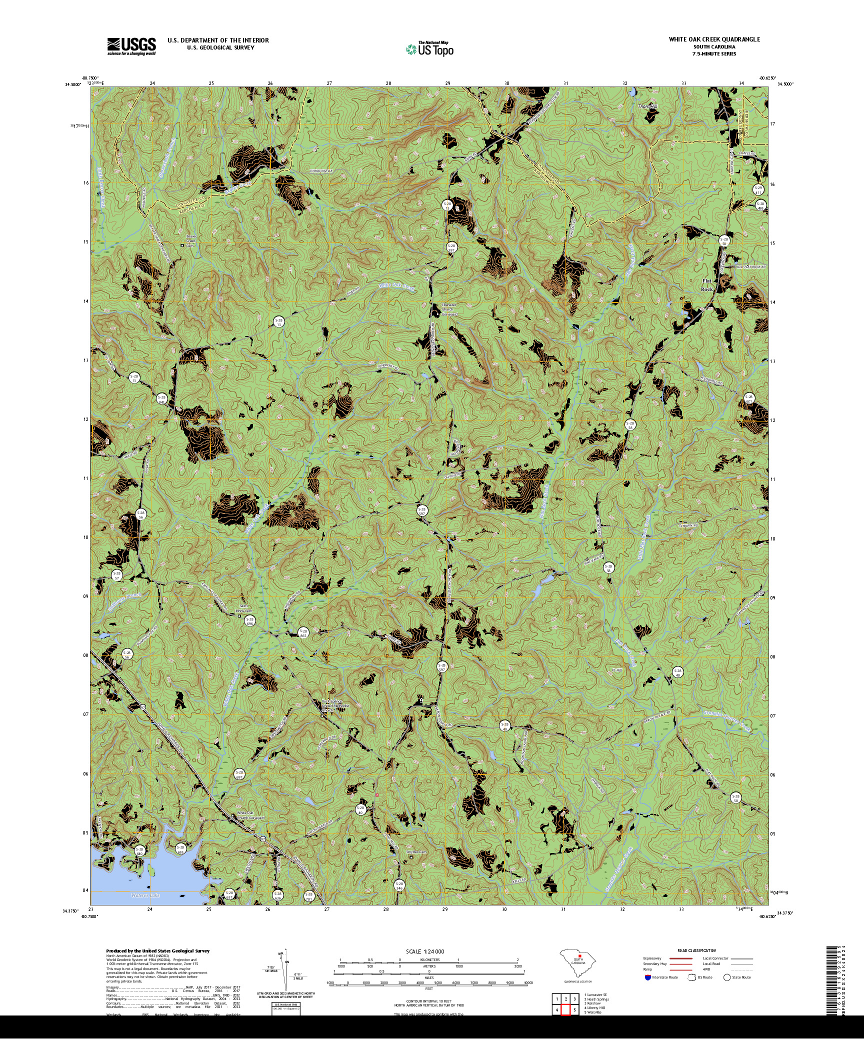 US TOPO 7.5-MINUTE MAP FOR WHITE OAK CREEK, SC