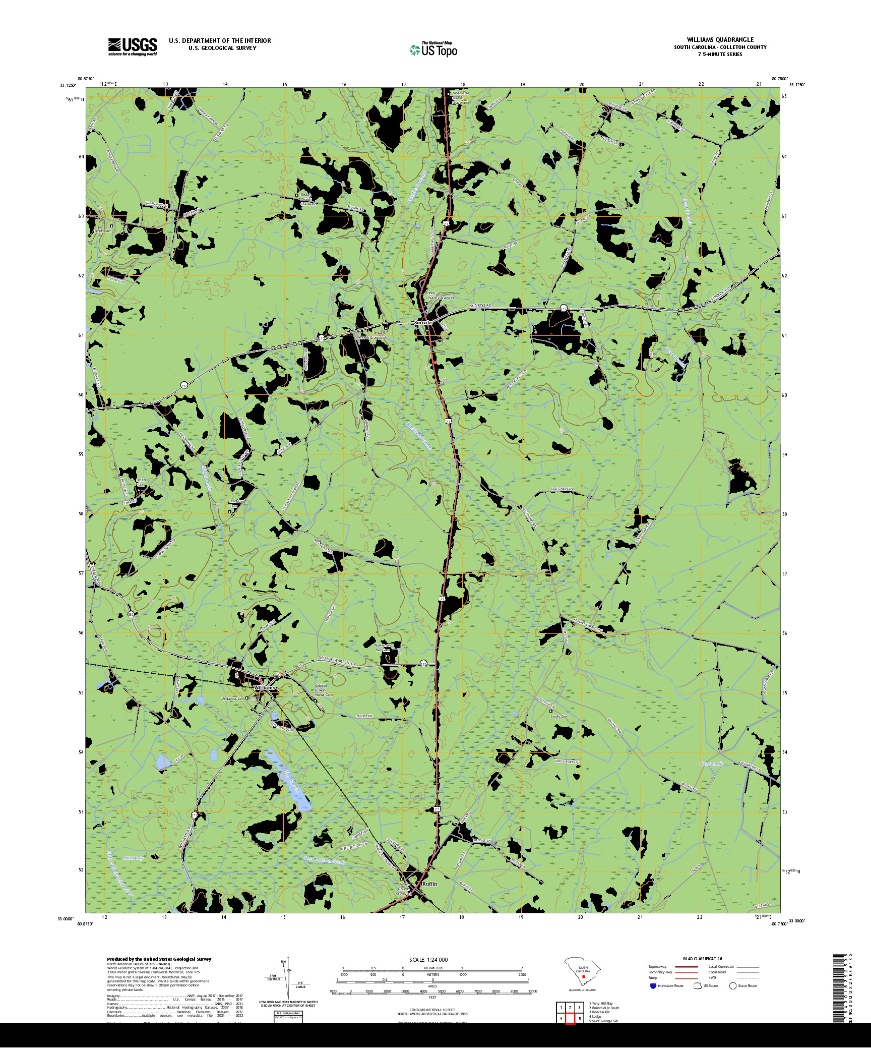 US TOPO 7.5-MINUTE MAP FOR WILLIAMS, SC